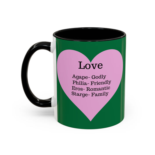 Charming Heart Accent Coffee Mug (Dark green)