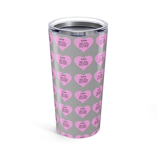 Charming Heart Insulated Stainless Steel Tumbler (20oz)(Light grey)