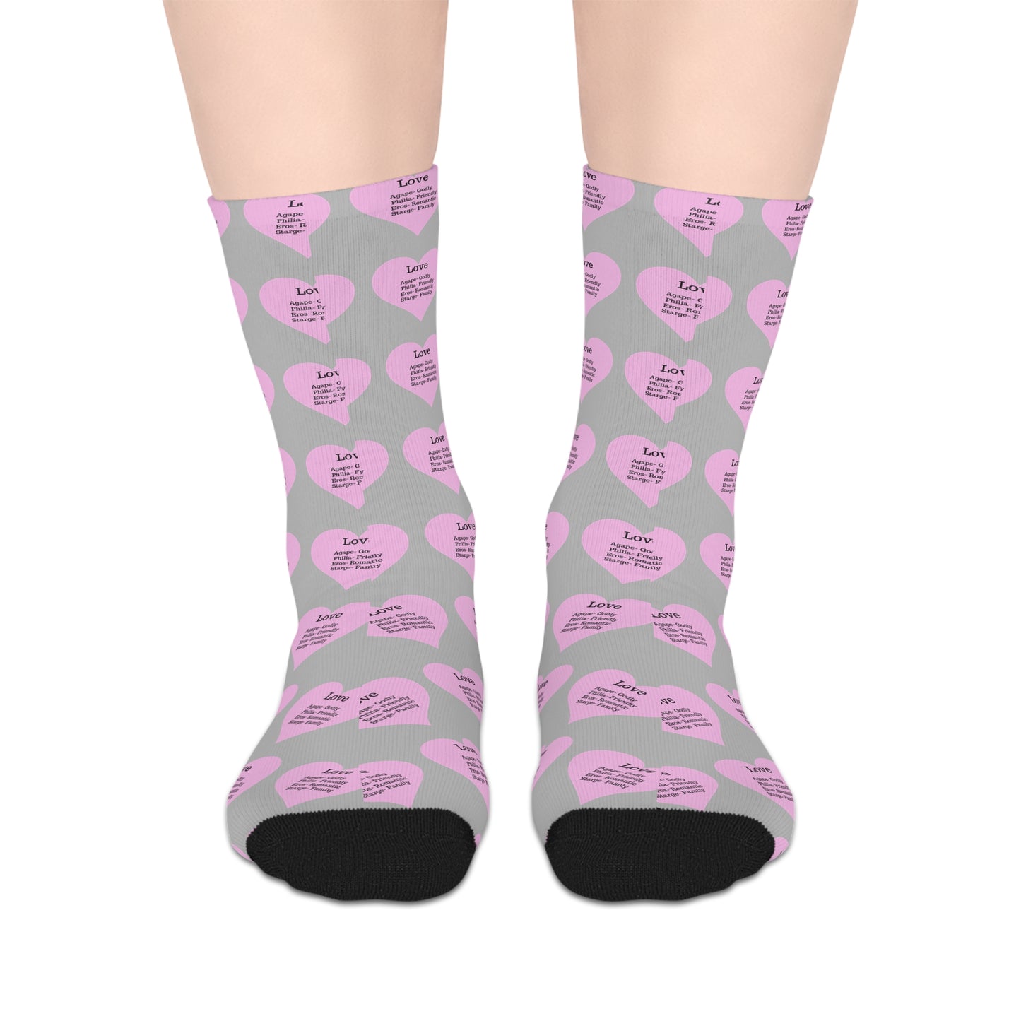 The Love Hearts Mid-Length Socks (Light grey)