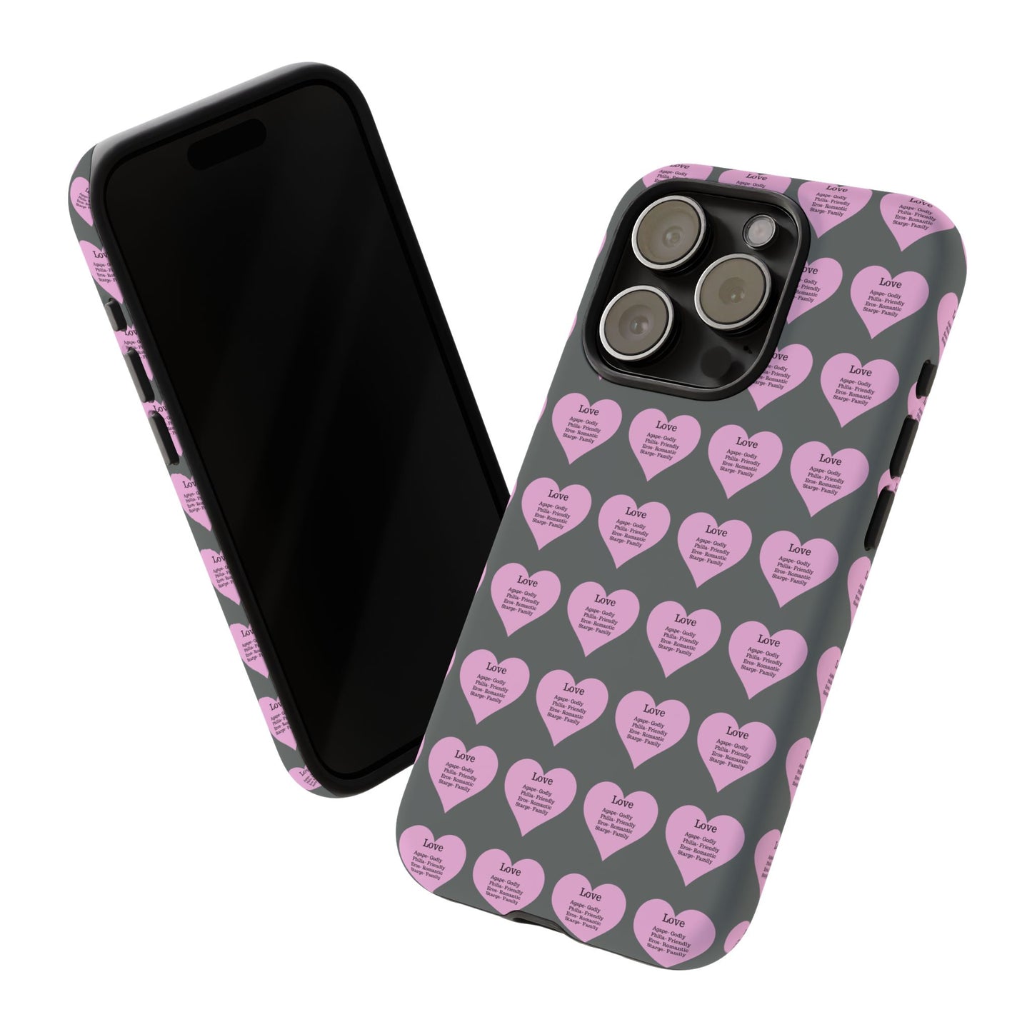 Hearts-A-Flutter Phone Case (iPhone, Google Pixel)(Dark grey)