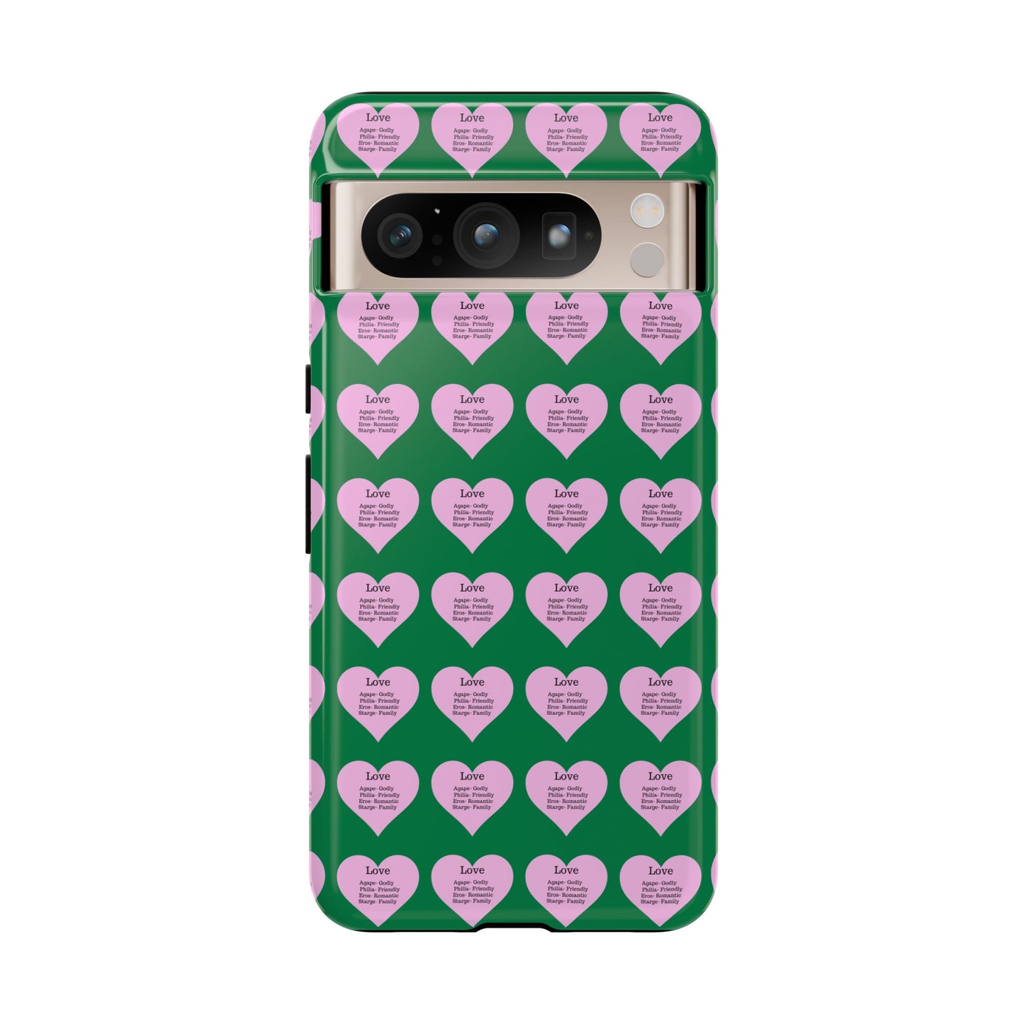 Hearts-A-Flutter Phone Case (iPhone, Google Pixel)(Dark green)
