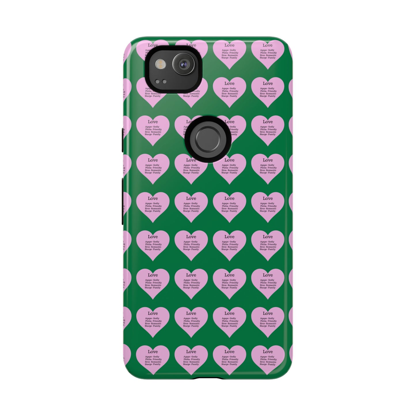 Hearts-A-Flutter Phone Case (iPhone, Google Pixel)(Dark green)