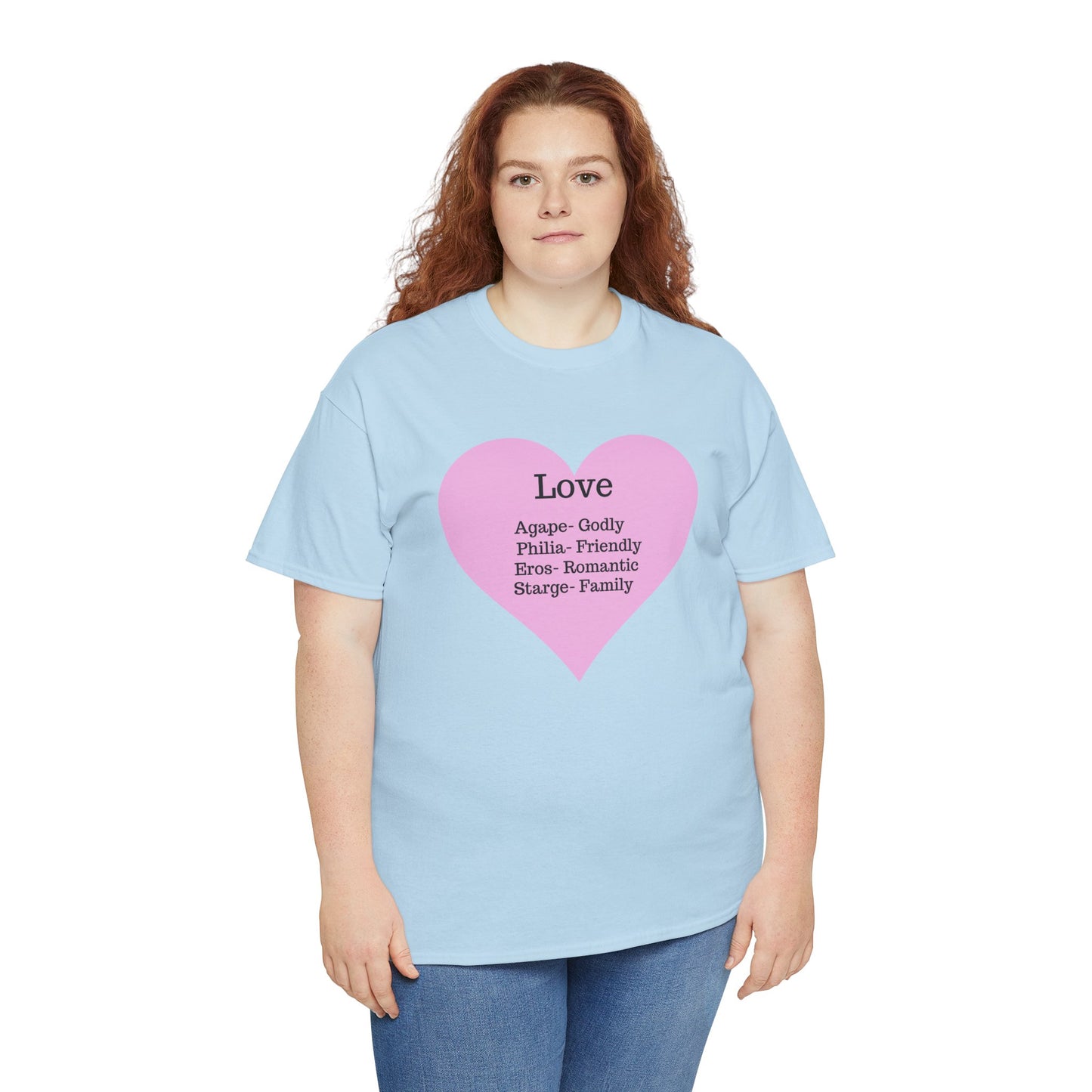 Unisex Love Heart Heavy Cotton T-Shirt - Comfortable Classic Fit Apparel