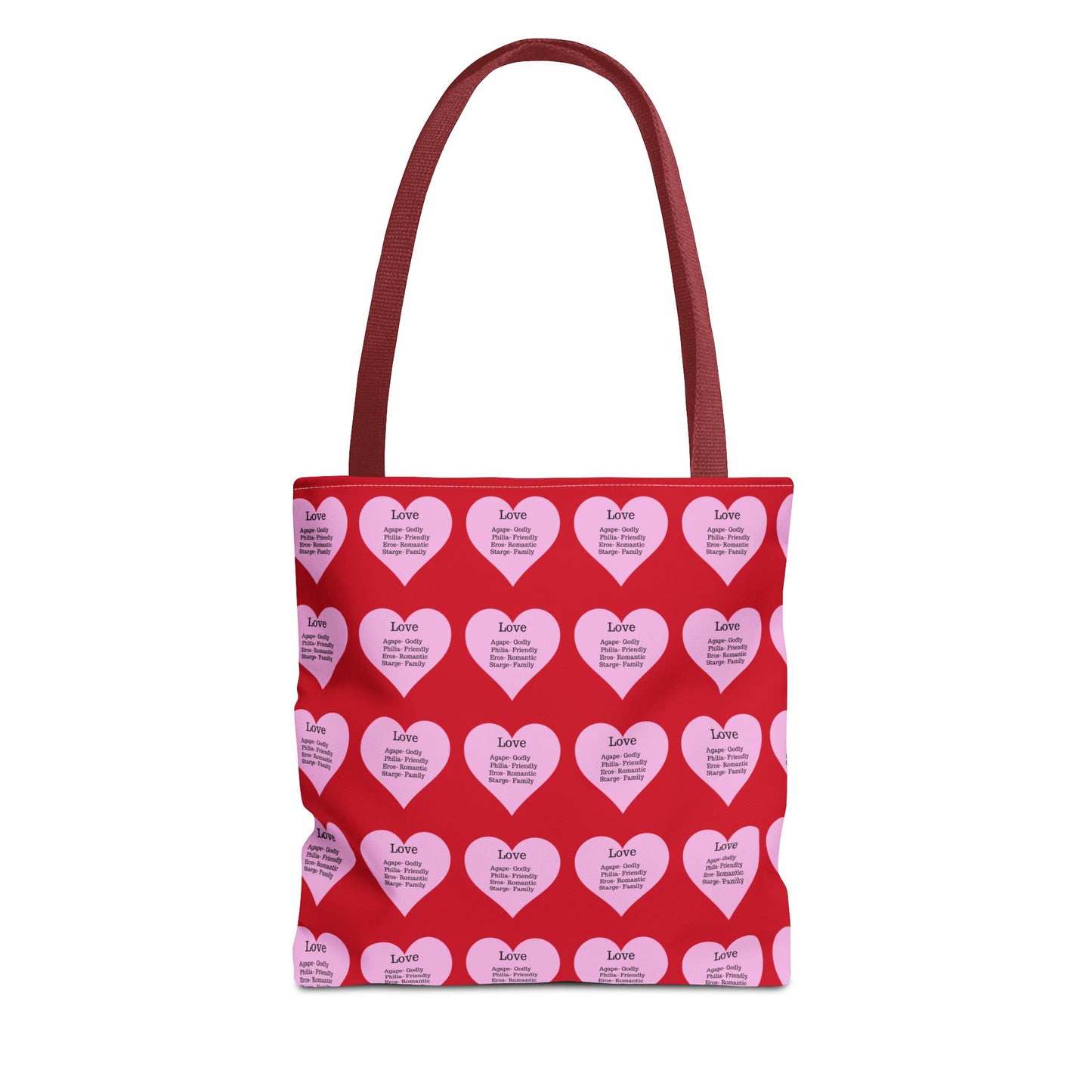 Pink Hearts Tote Bag (Dark red)
