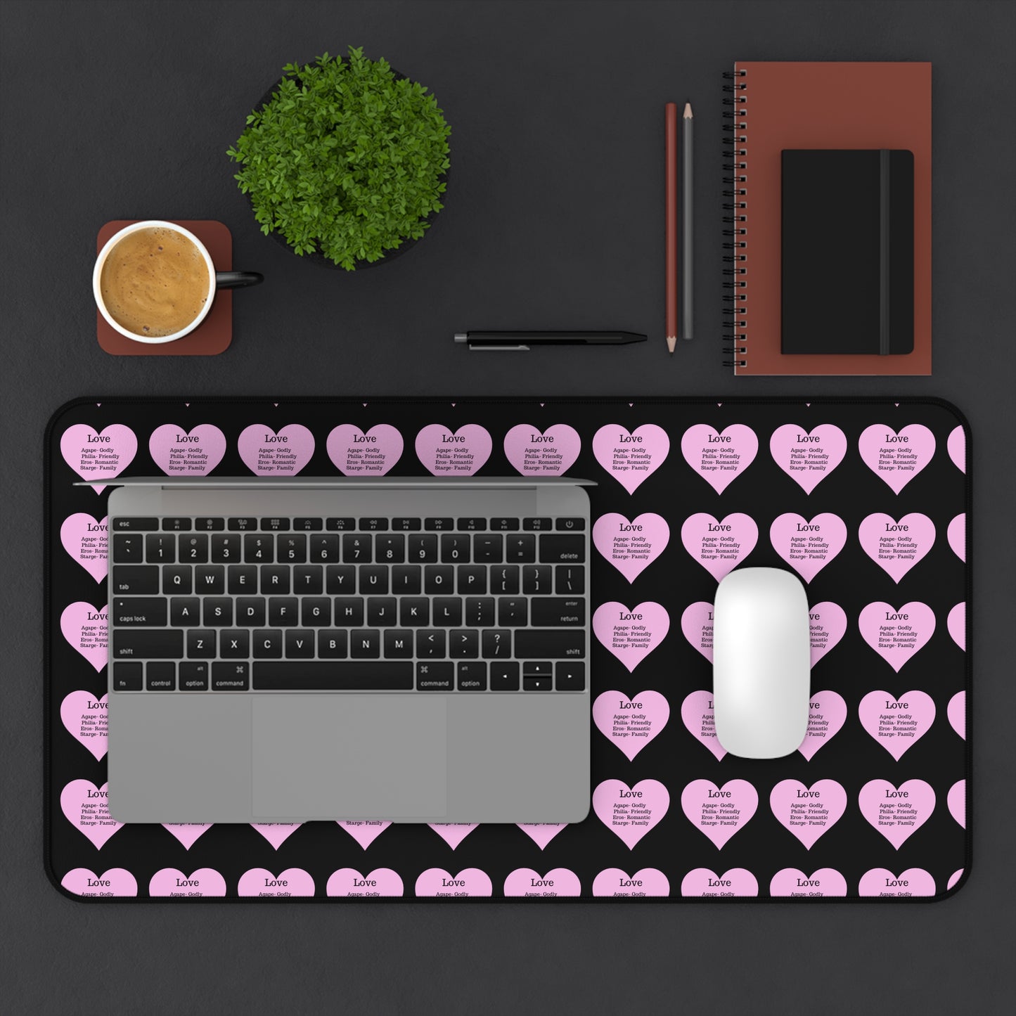 Love Hearts Desk Mat (Black)