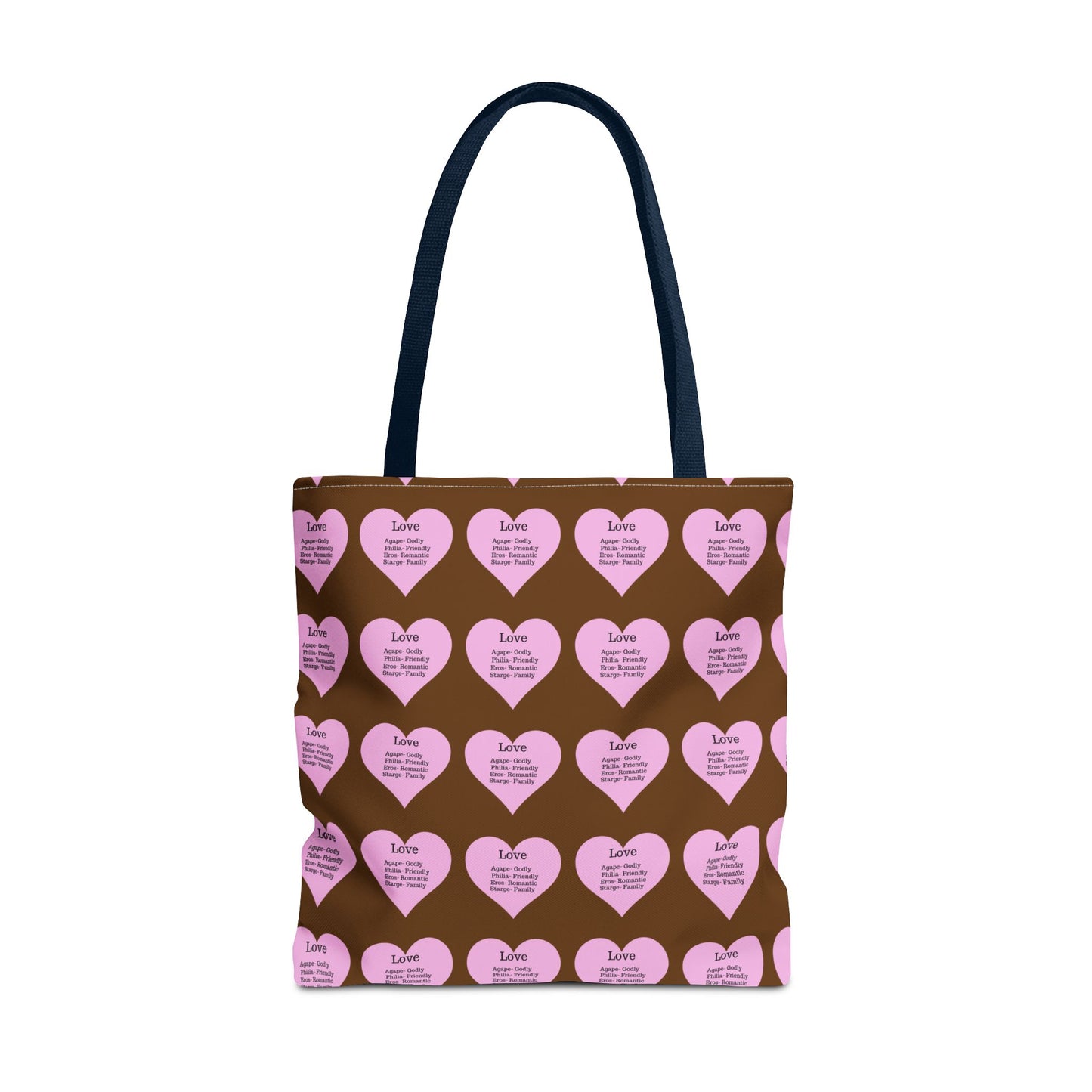 Pink Hearts Tote Bag (Brown)