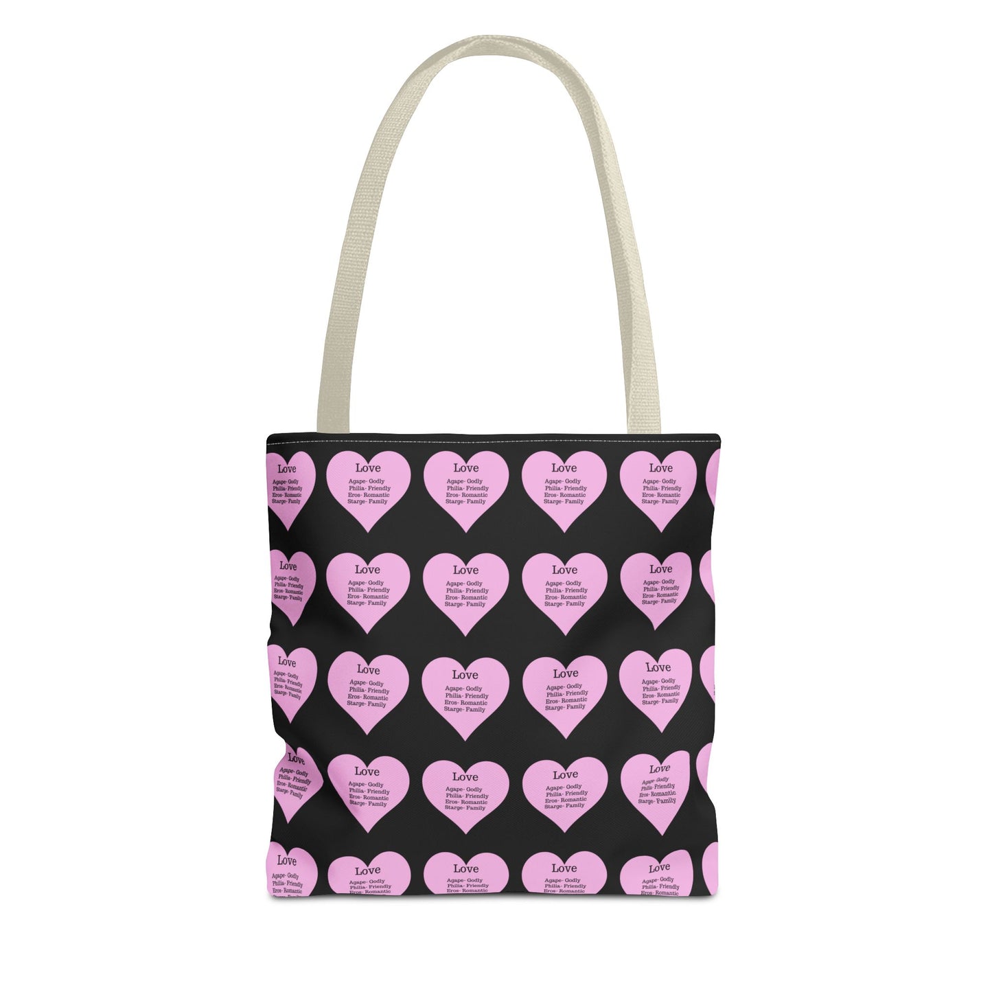 Pink Hearts Tote Bag (Black)