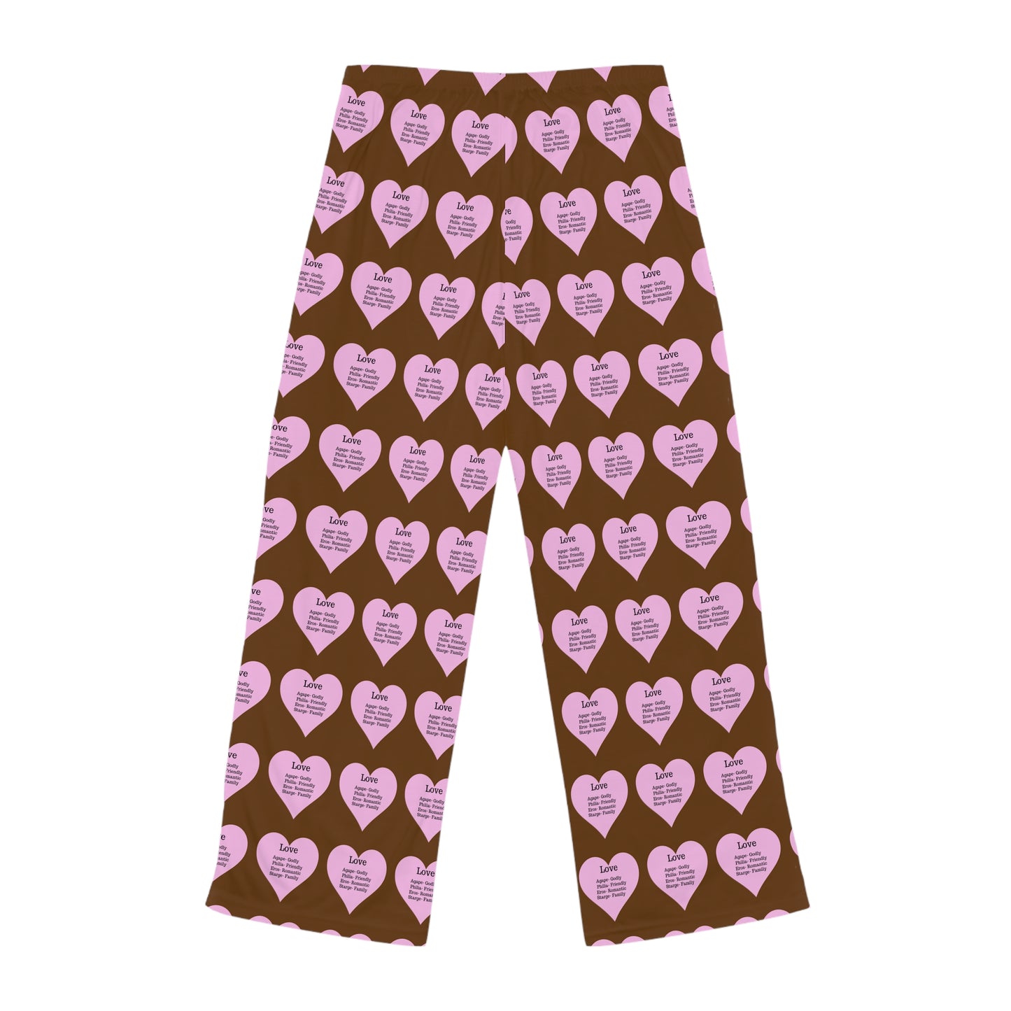Cozy Heart Print Women's Pajama Pants (Brown)