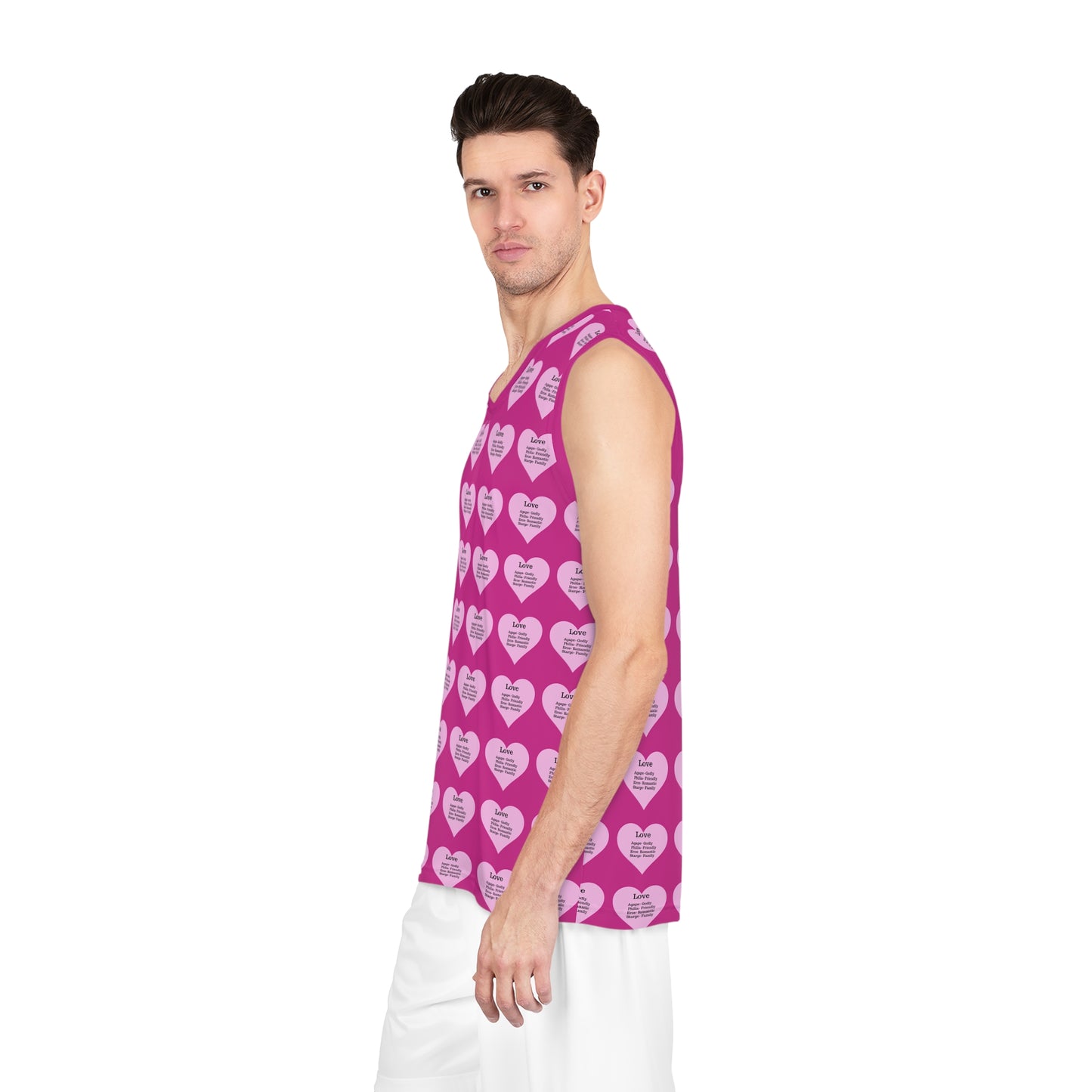 Love Heart All-Over-Print Basketball Jersey (Pink)