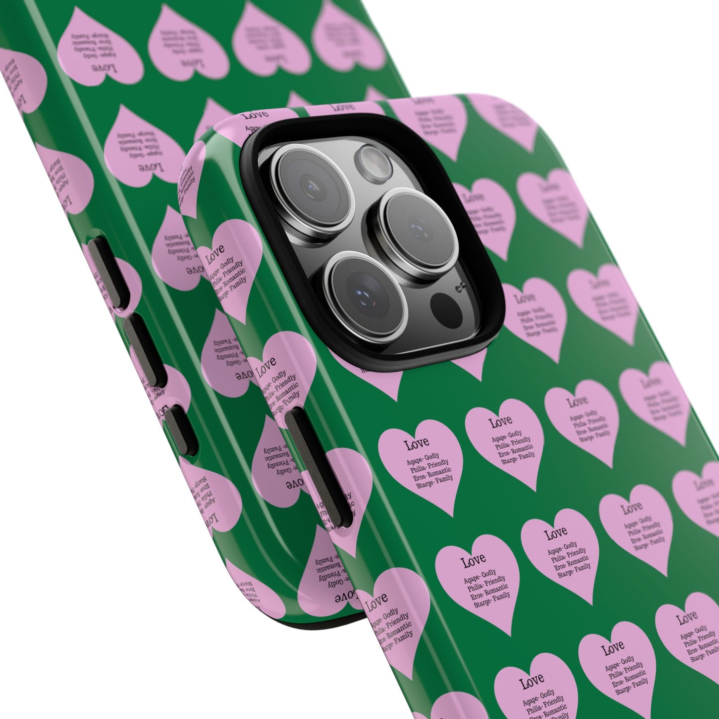 Hearts-A-Flutter Phone Case (iPhone, Google Pixel)(Dark green)