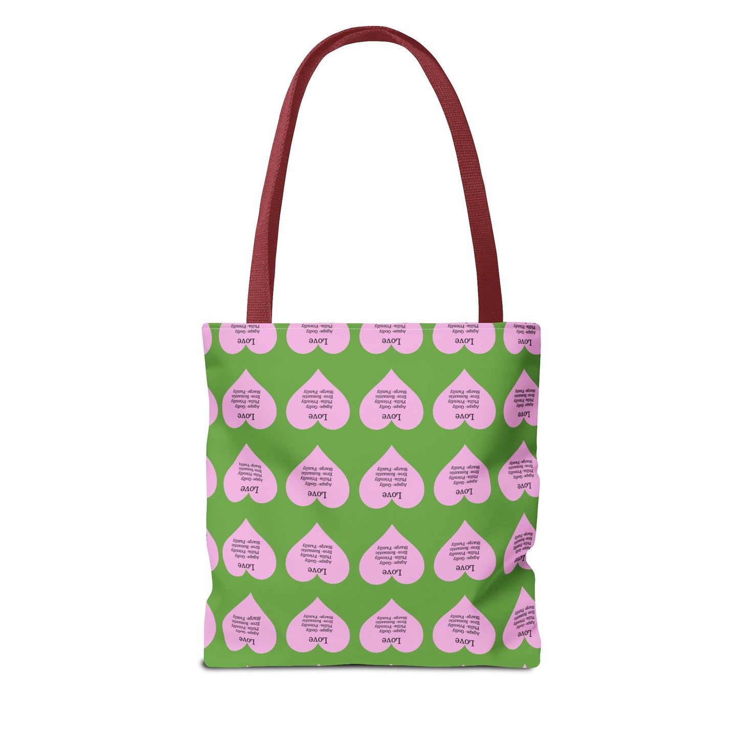 Pink Hearts Tote Bag (Green)