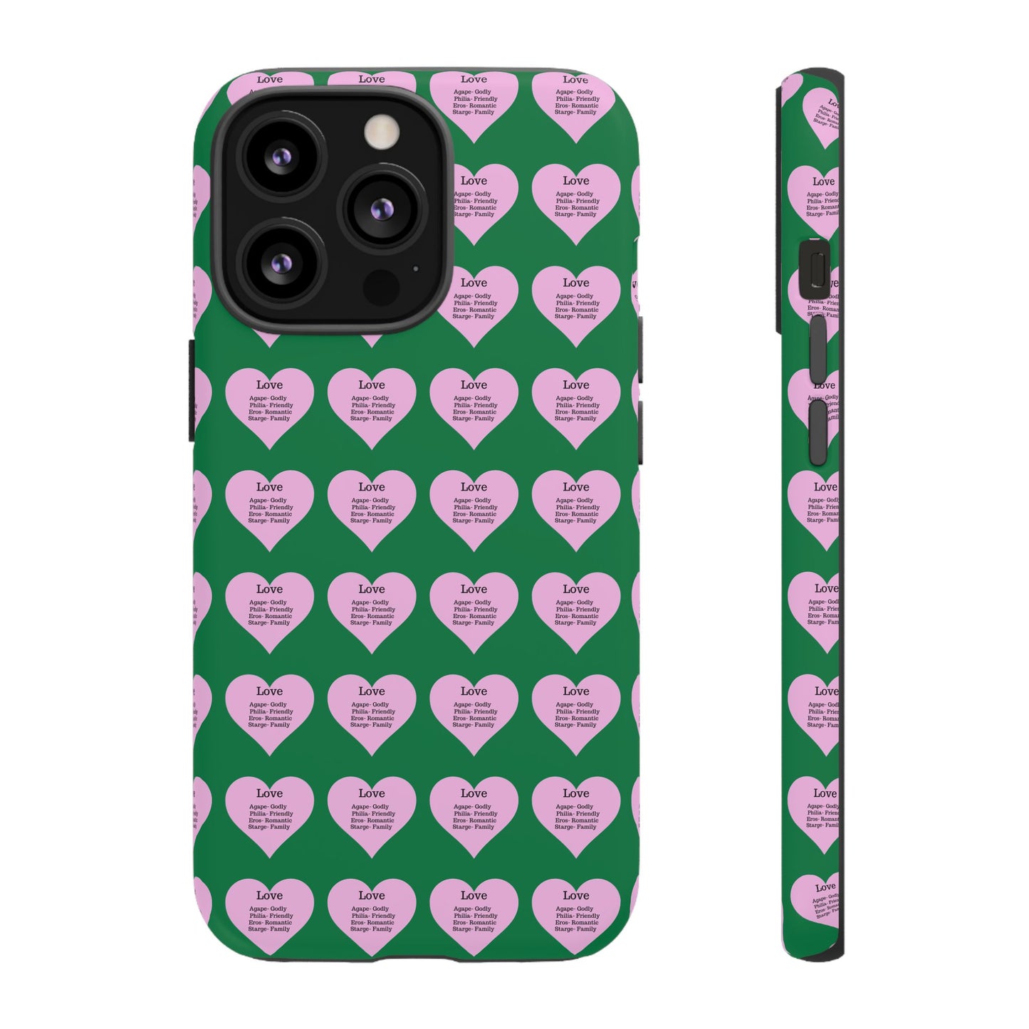 Hearts-A-Flutter Phone Case (iPhone, Google Pixel)(Dark green)