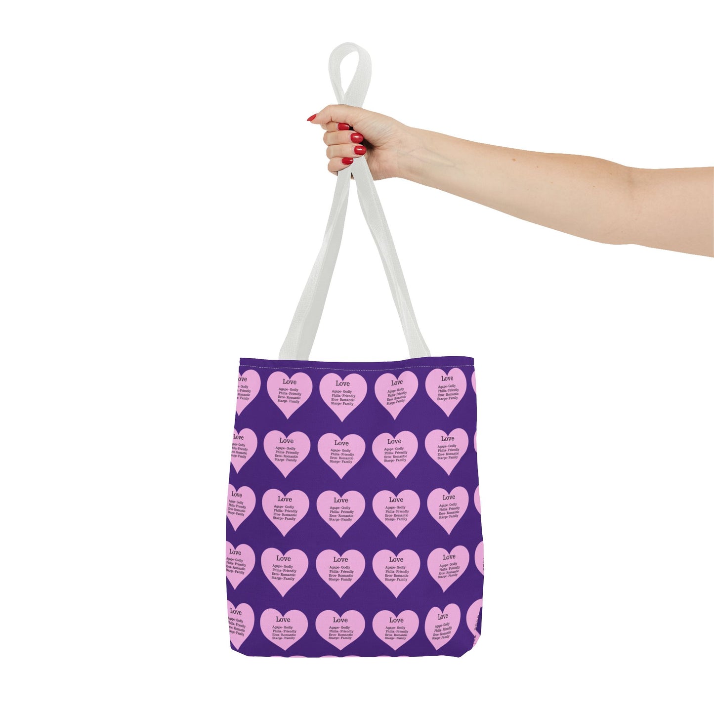Pink Hearts Tote Bag (Purple)