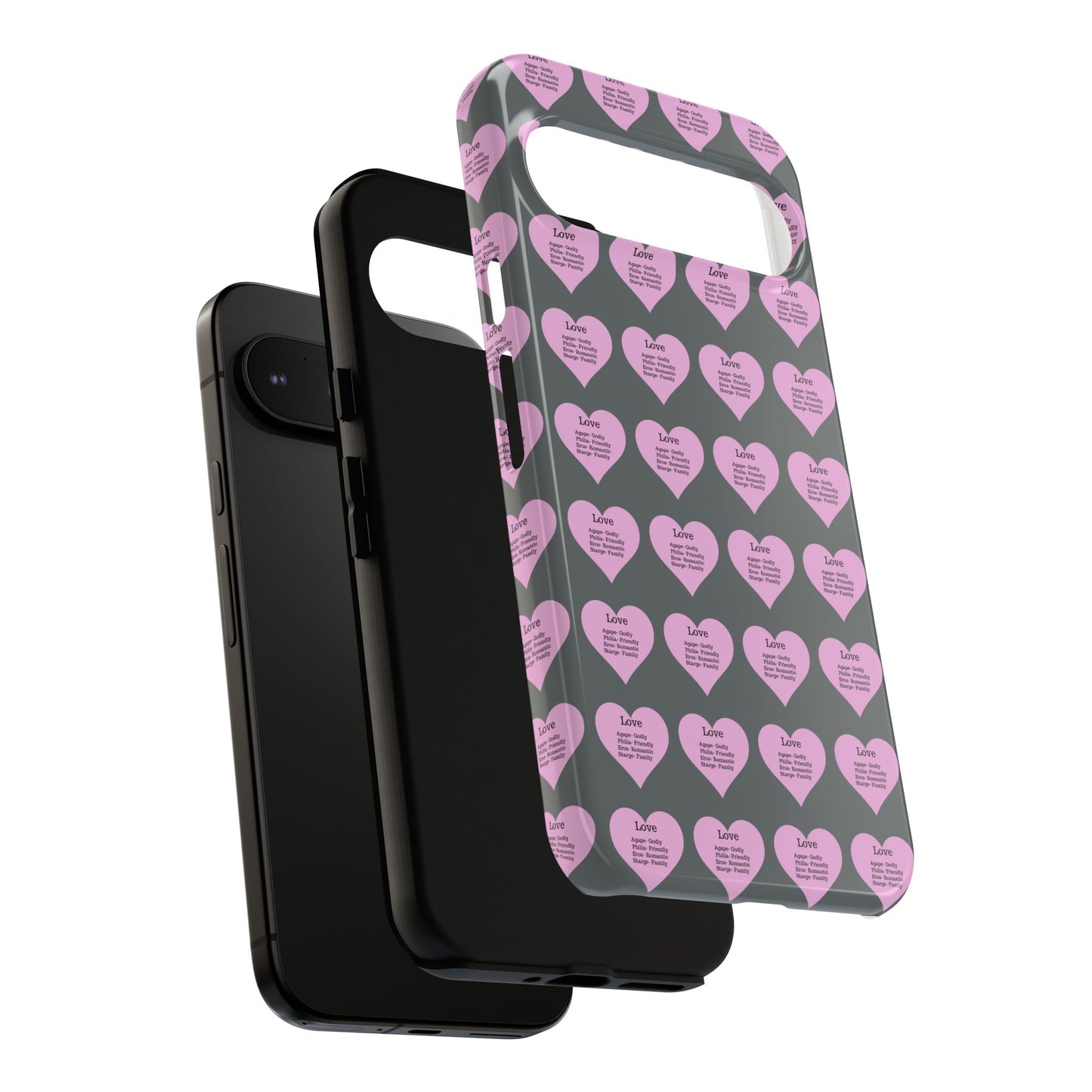 Hearts-A-Flutter Phone Case (iPhone, Google Pixel)(Dark grey)