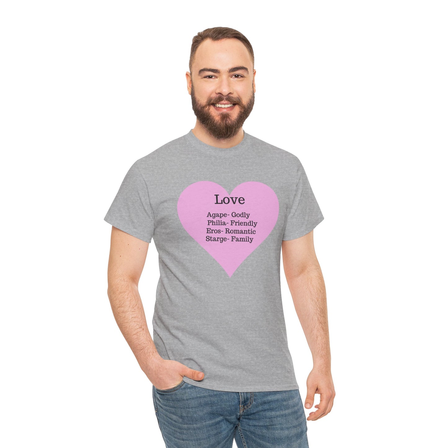 Unisex Love Heart Heavy Cotton T-Shirt - Comfortable Classic Fit Apparel