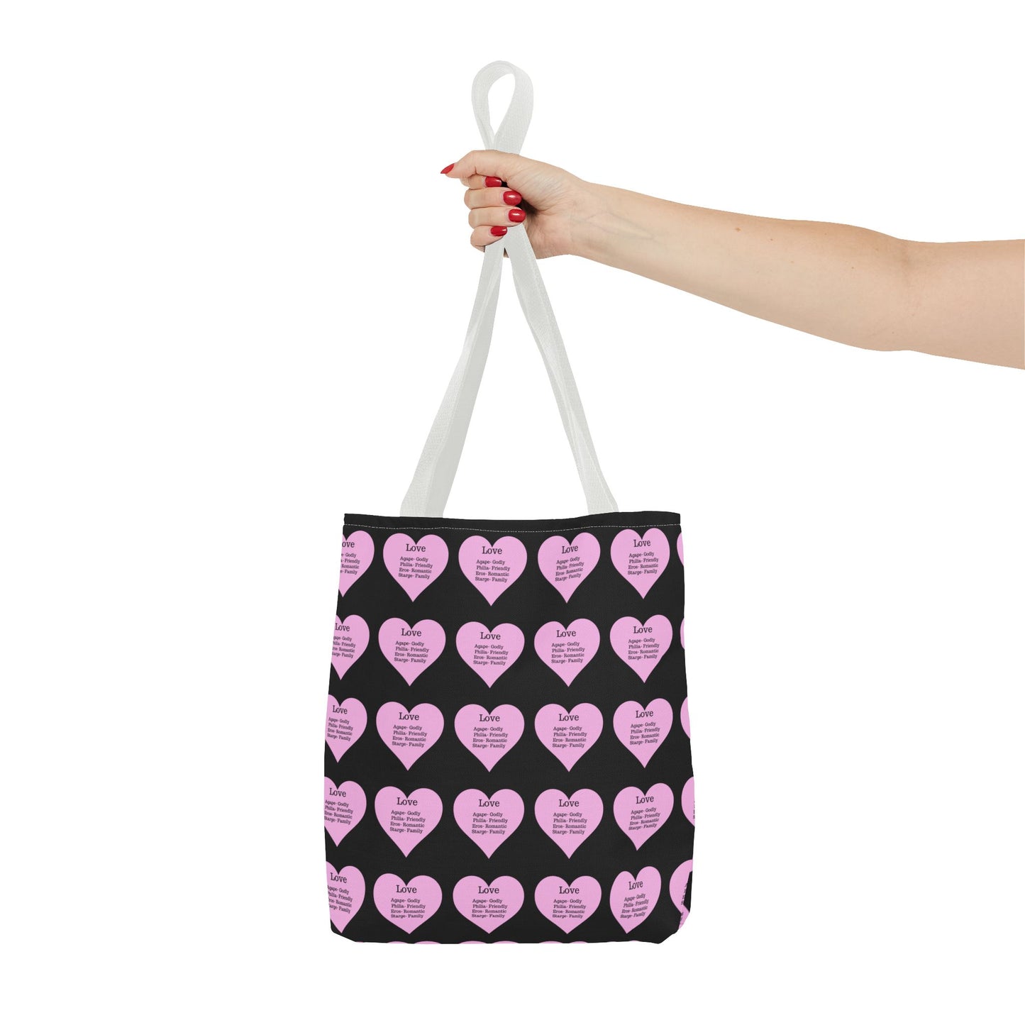 Pink Hearts Tote Bag (Black)
