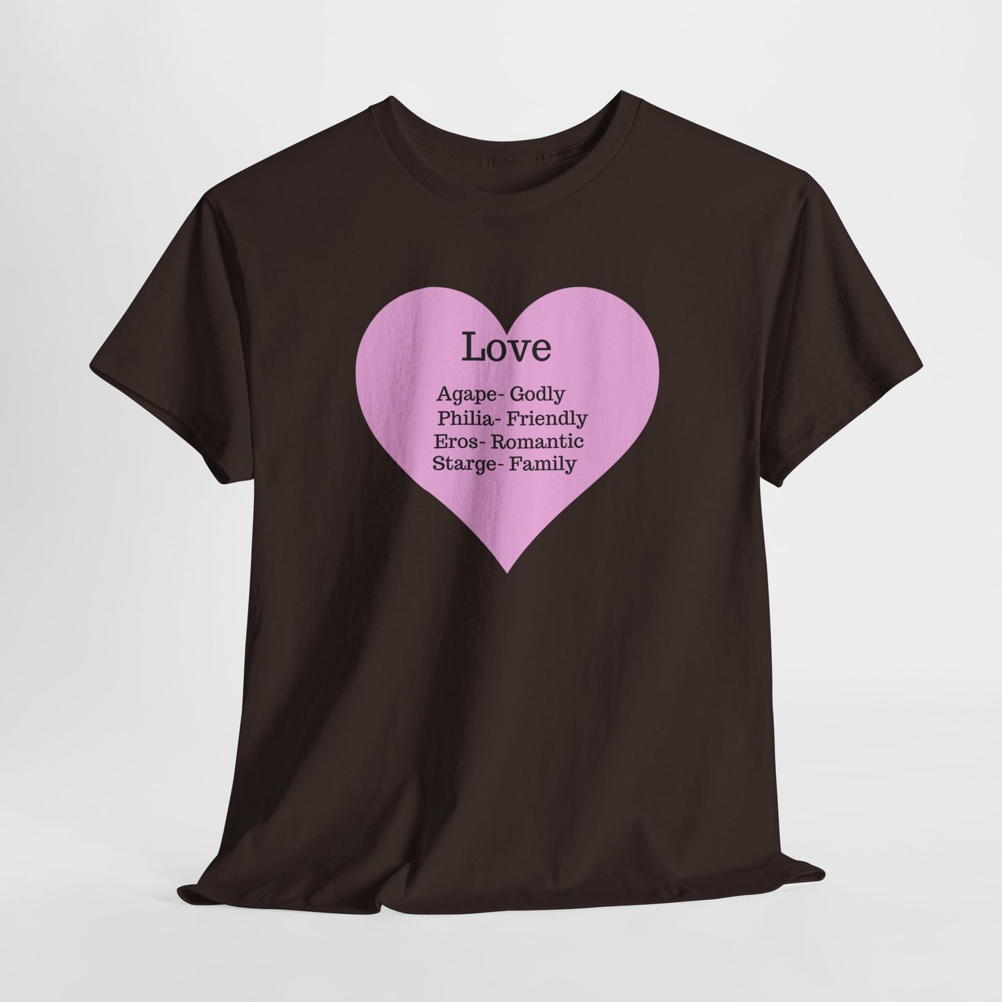 Unisex Love Heart Heavy Cotton T-Shirt - Comfortable Classic Fit Apparel