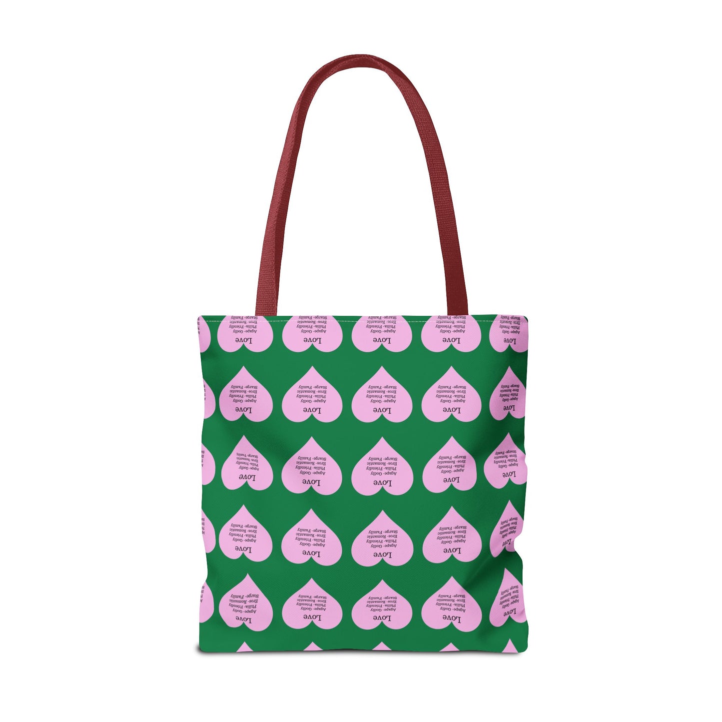 Pink Hearts Tote Bag (Dark green)