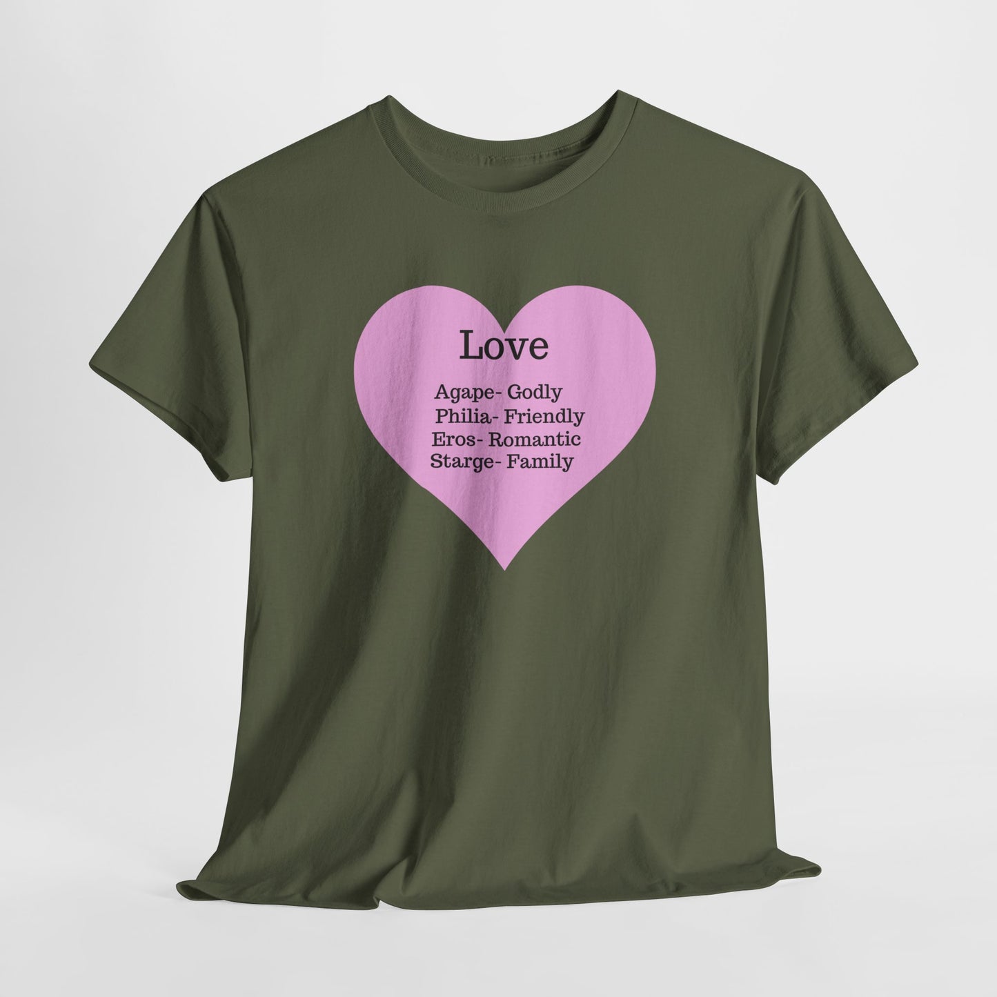 Unisex Love Heart Heavy Cotton T-Shirt - Comfortable Classic Fit Apparel