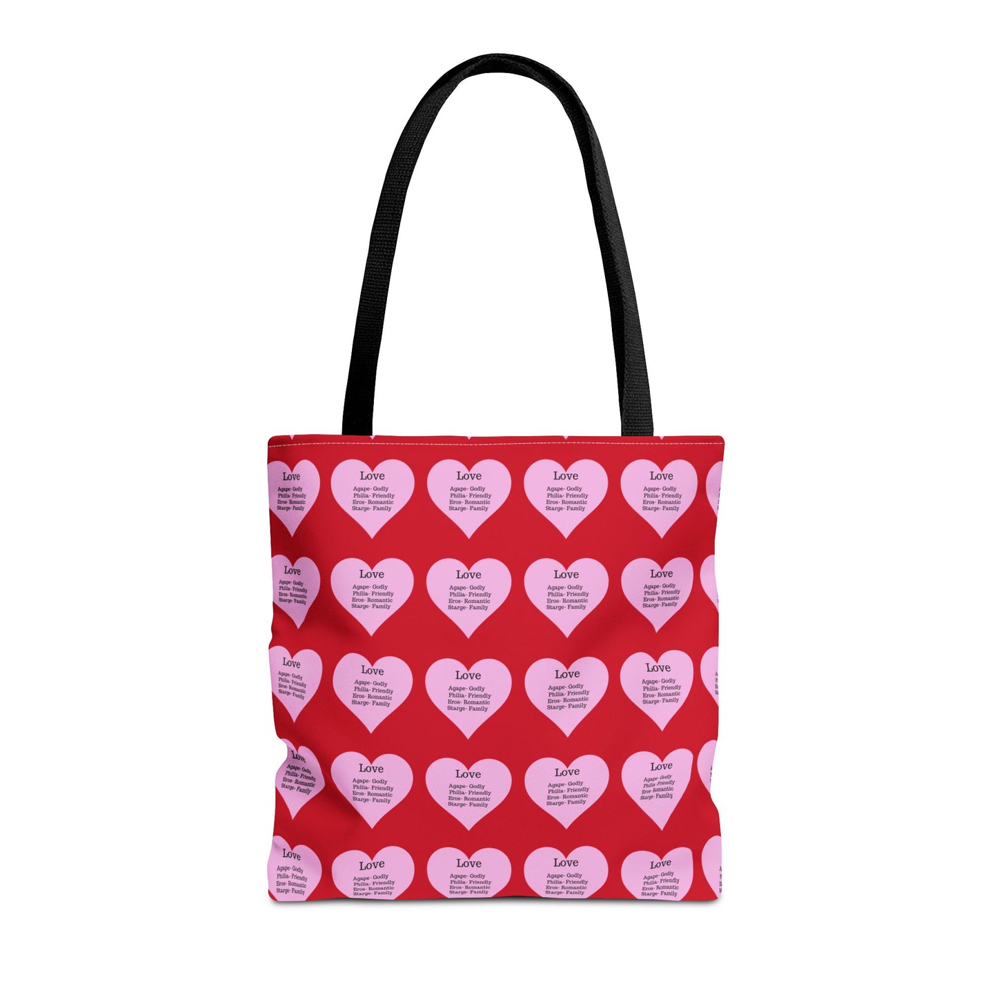 Pink Hearts Tote Bag (Dark red)