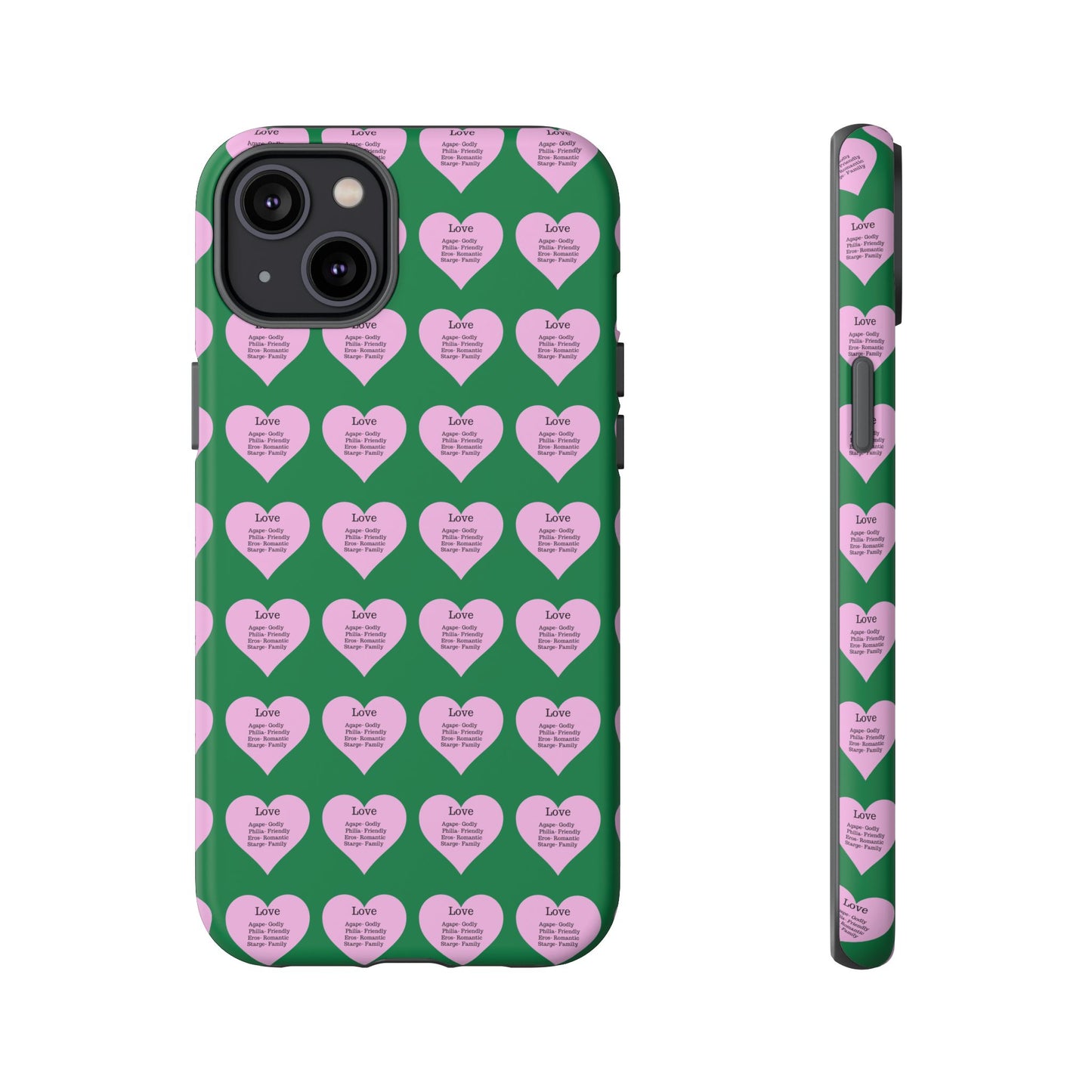 Hearts-A-Flutter Phone Case (iPhone, Google Pixel)(Dark green)
