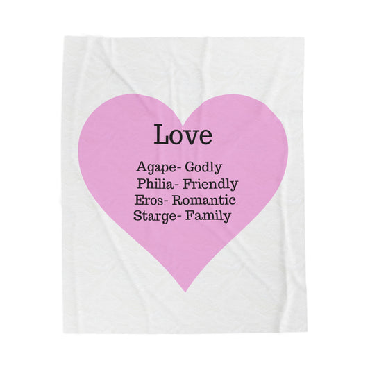 Charming Heart Plush Throw Blanket (White)