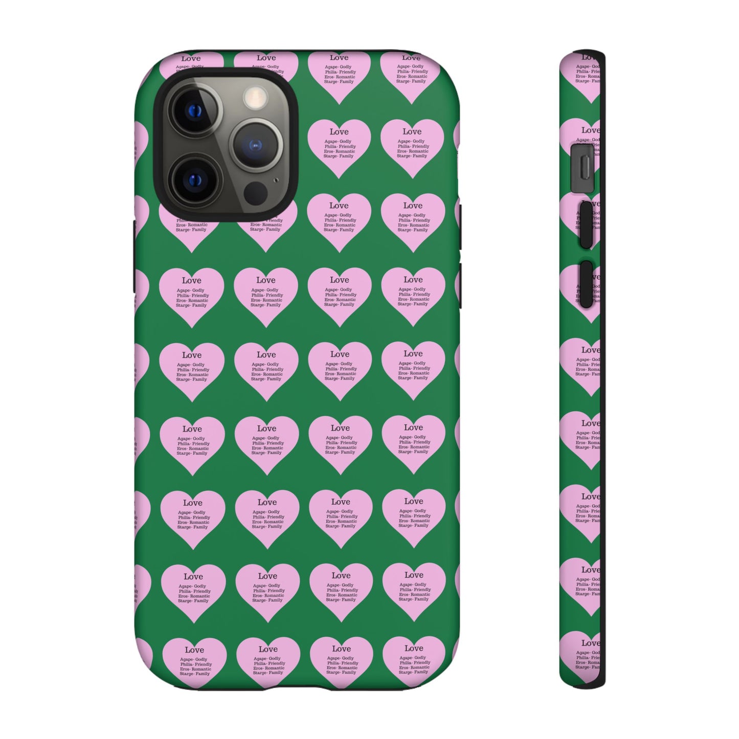Hearts-A-Flutter Phone Case (iPhone, Google Pixel)(Dark green)