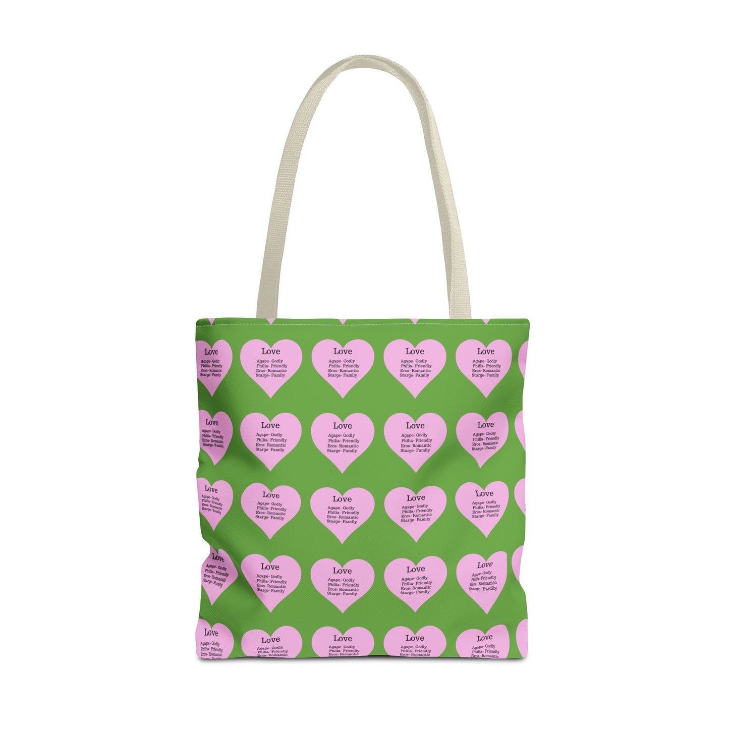 Pink Hearts Tote Bag (Green)
