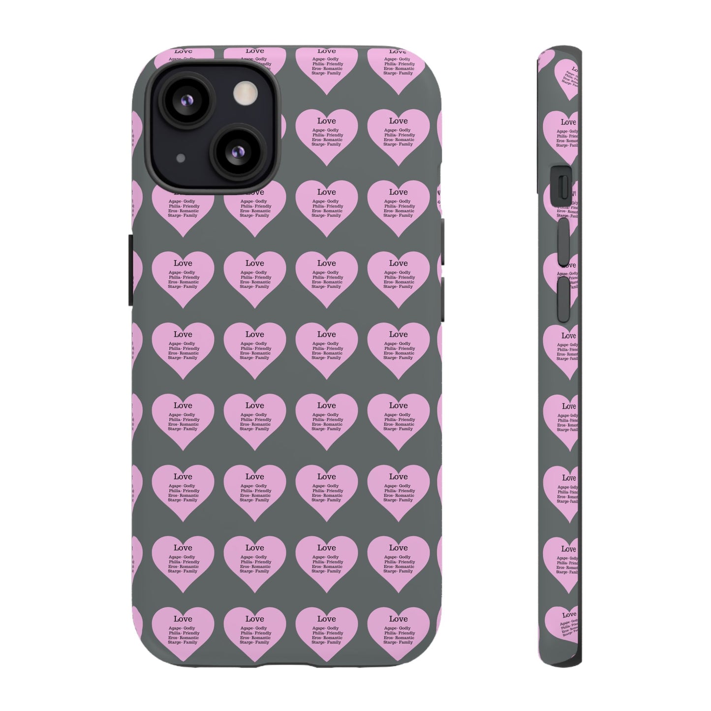 Hearts-A-Flutter Phone Case (iPhone, Google Pixel)(Dark grey)