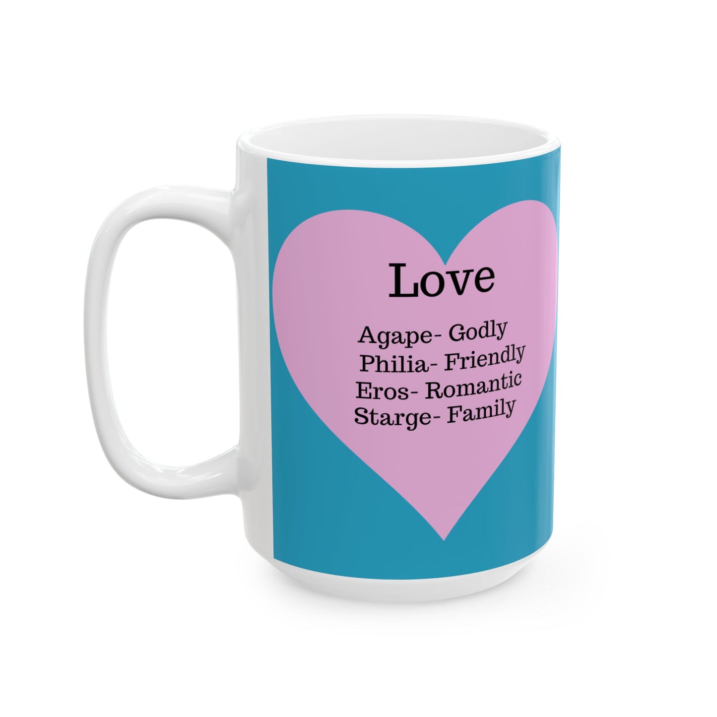 Charming Heart Ceramic Coffee Mug (Turquoise)