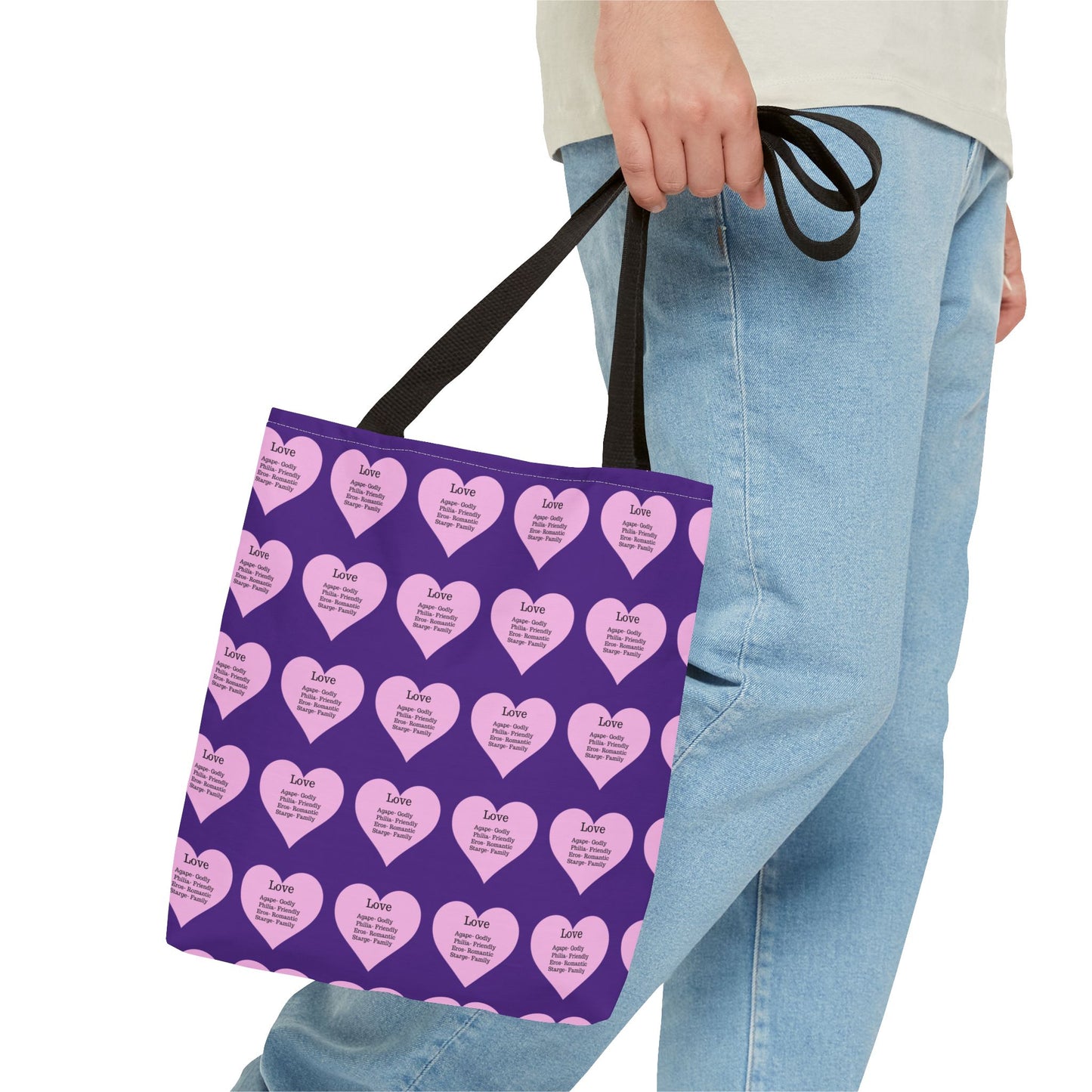 Pink Hearts Tote Bag (Purple)