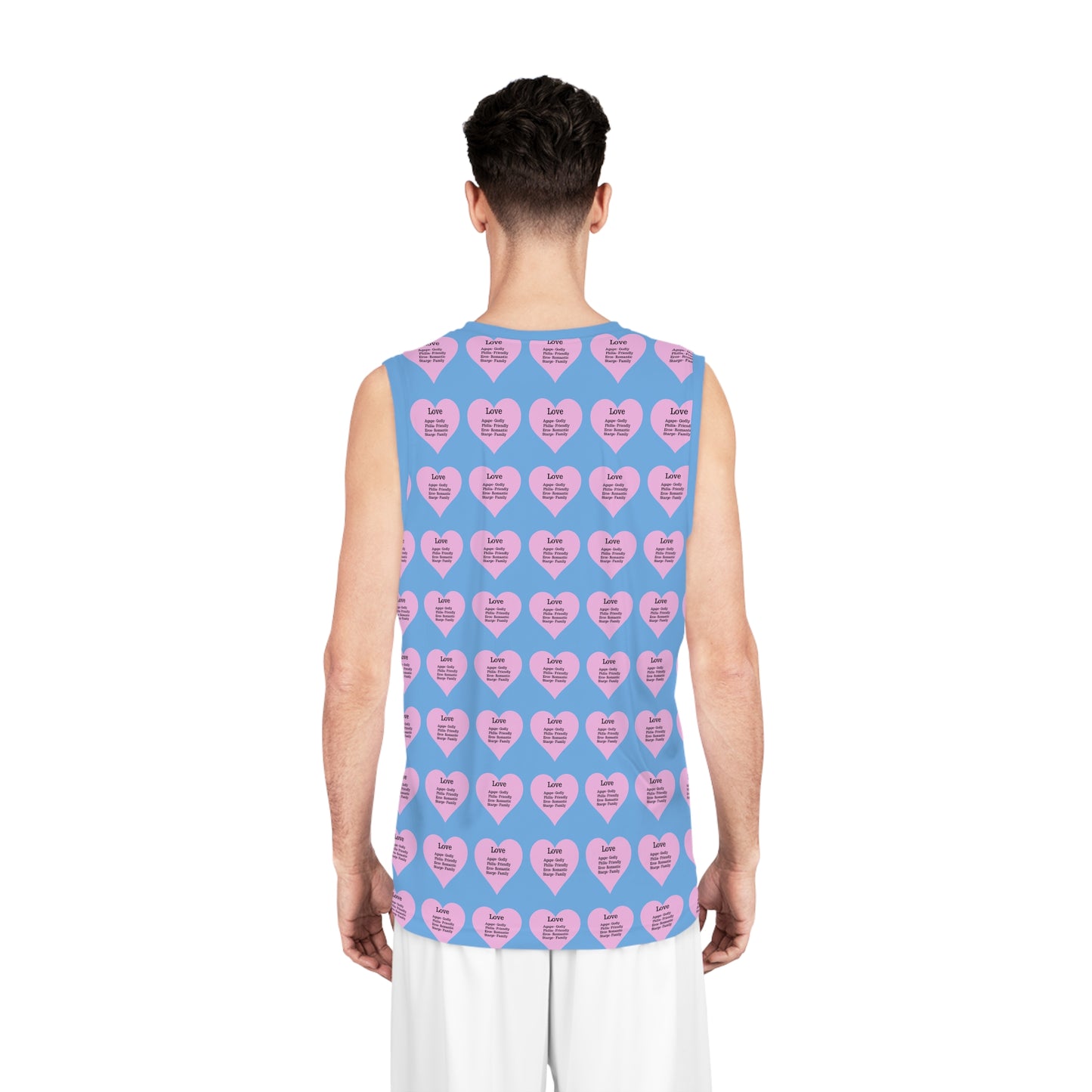 Love Heart All-Over-Print Basketball Jersey (Light Blue)