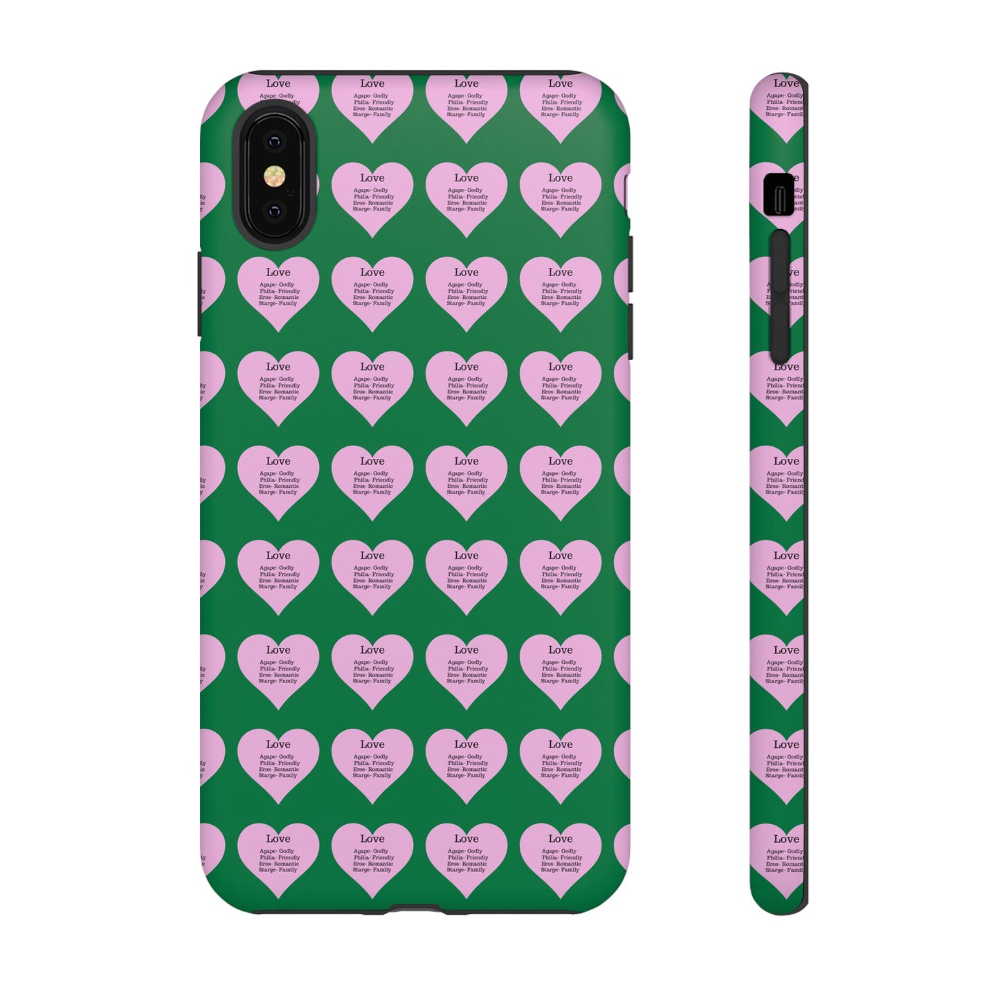 Hearts-A-Flutter Phone Case (iPhone, Google Pixel)(Dark green)