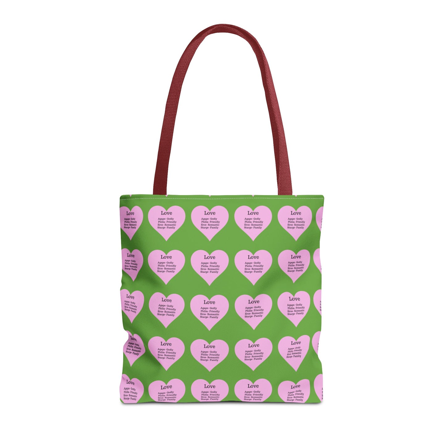 Pink Hearts Tote Bag (Green)