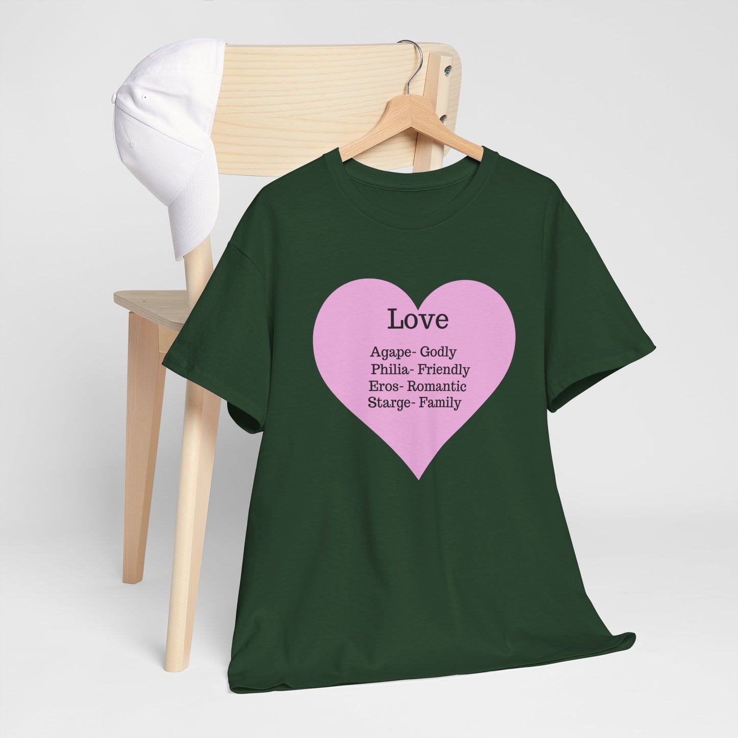 Unisex Love Heart Heavy Cotton T-Shirt - Comfortable Classic Fit Apparel