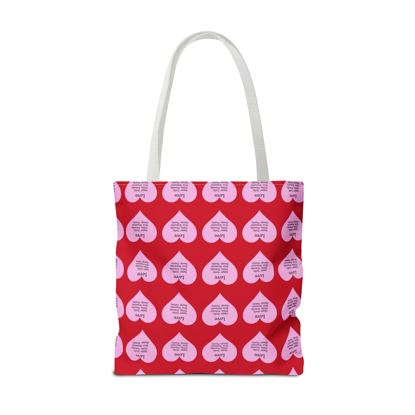 Pink Hearts Tote Bag (Dark red)