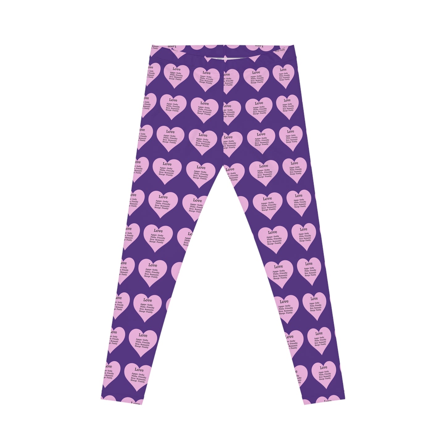 Playful Pink Heart Print Women's Casual Leggings (Purple)