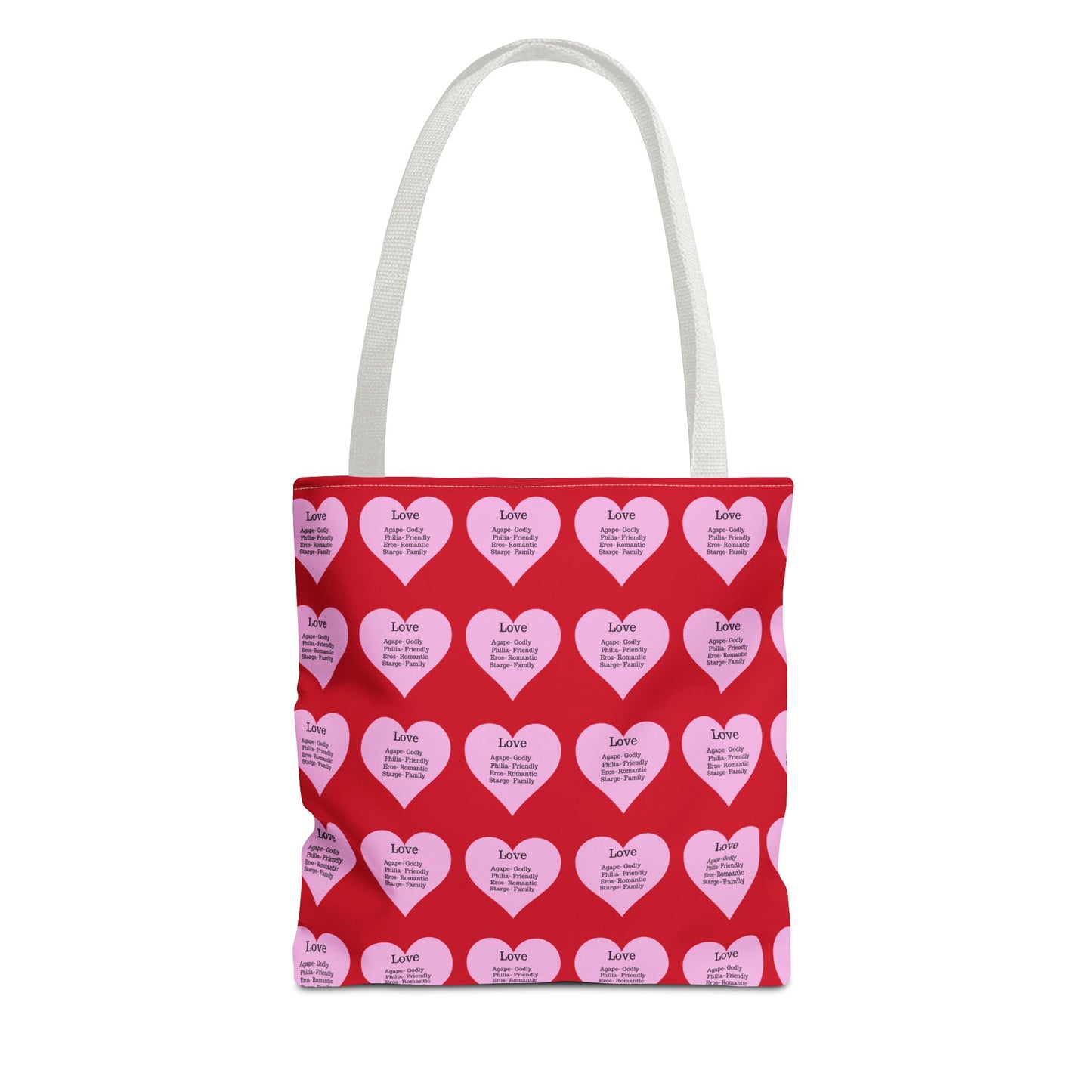 Pink Hearts Tote Bag (Dark red)