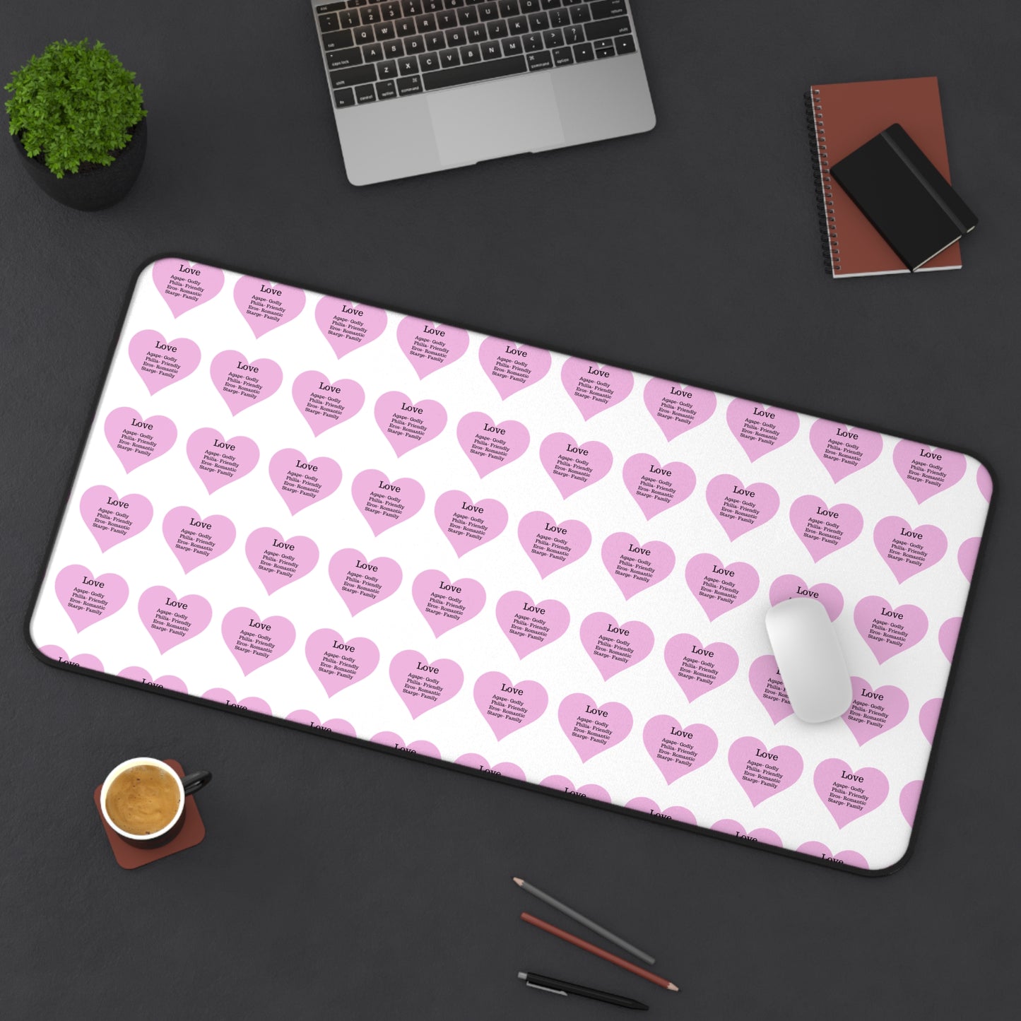 Love Hearts Desk Mat (White)
