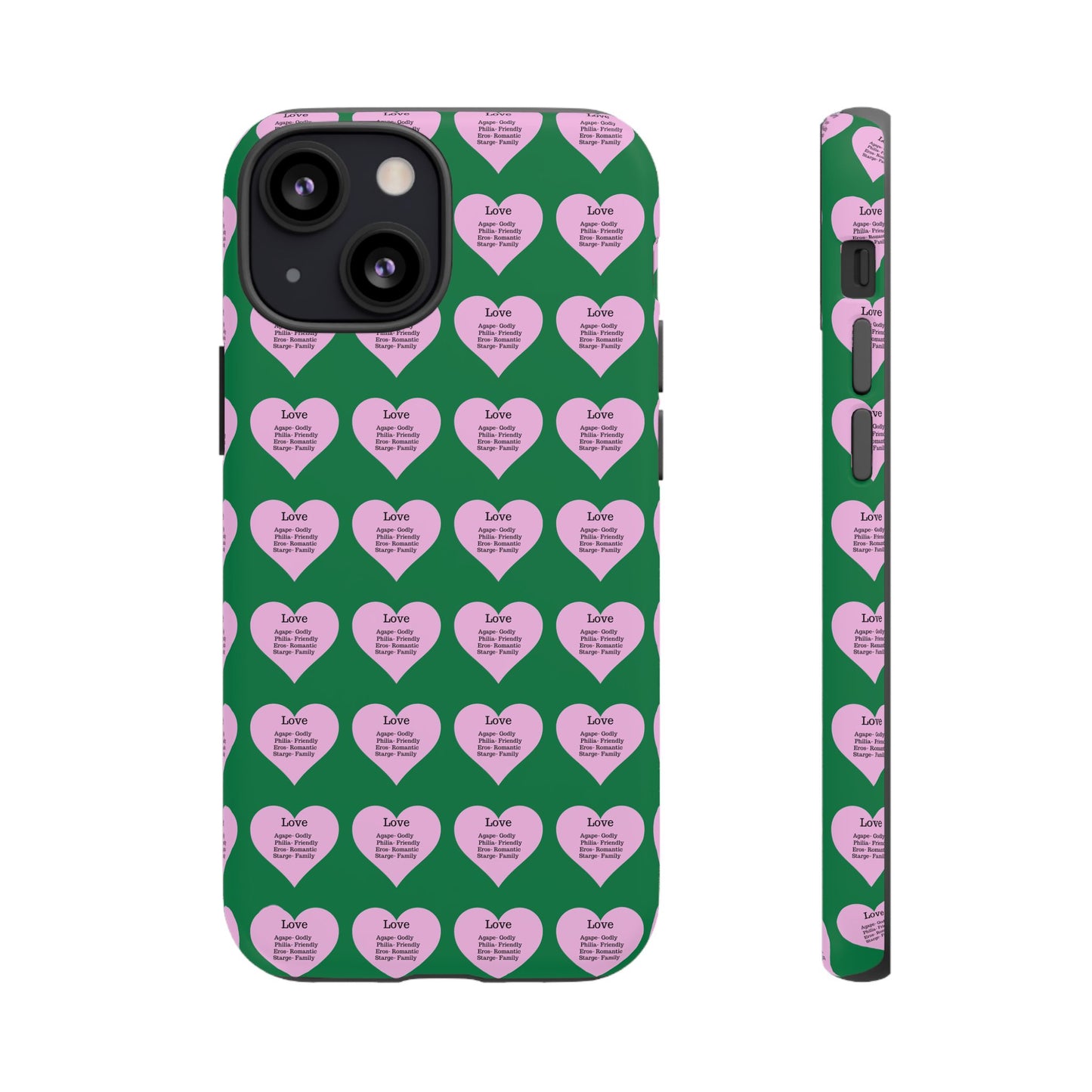 Hearts-A-Flutter Phone Case (iPhone, Google Pixel)(Dark green)