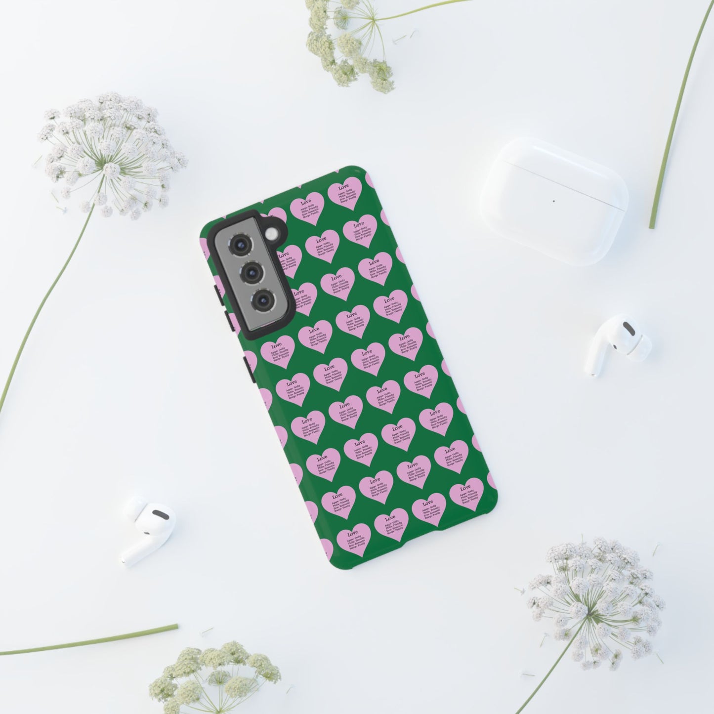 Hearts-A-Flutter Phone Case (Samsung)(Dark green)