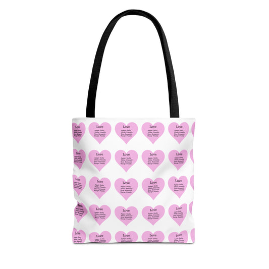 Pink Hearts Tote Bag (White)