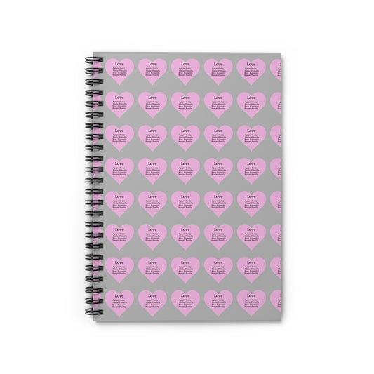 Charming Heart Spiral Notebook Pattern - Ruled Pages (Light grey)