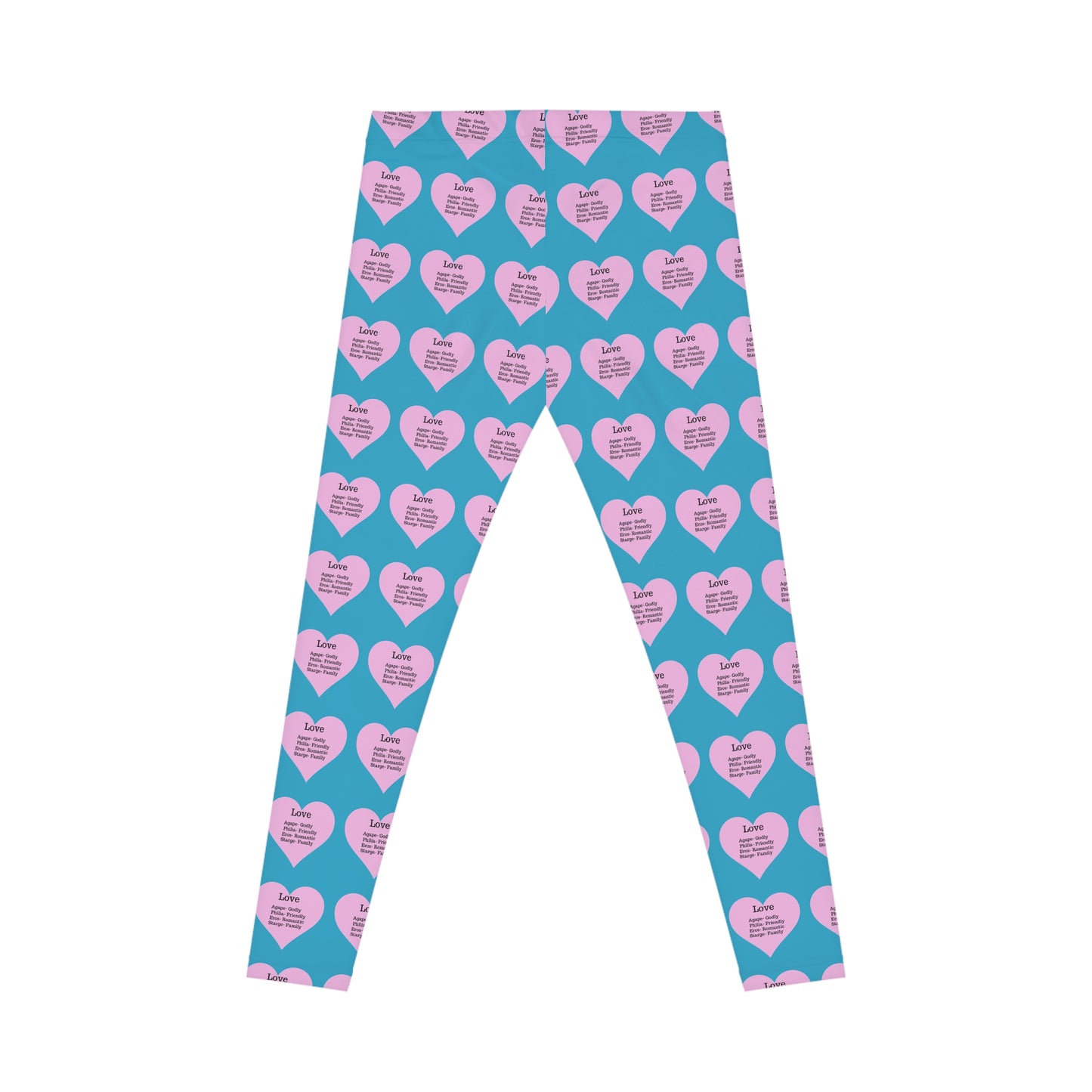 Playful Pink Heart Print Women's Casual Leggings (Turquoise)