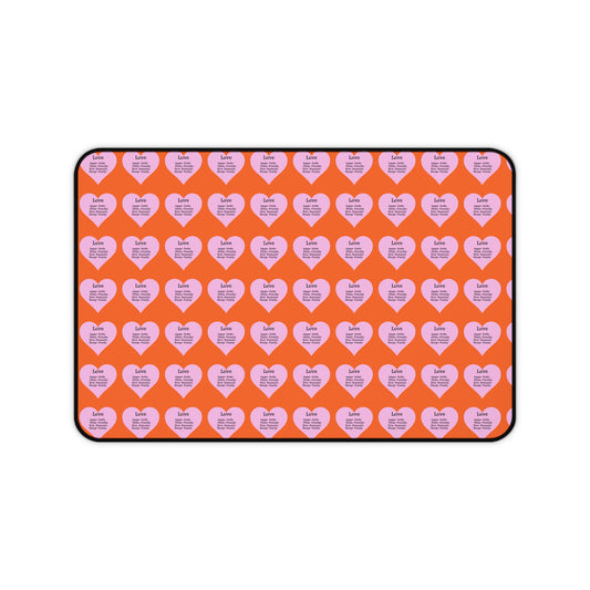 Love Hearts Desk Mat (Orange)