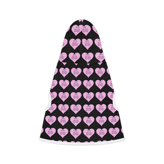 Charming Heart Pet Hoodie Pattern (Black)