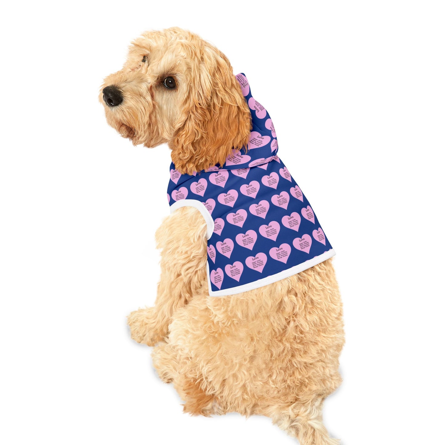 Charming Heart Pet Hoodie Pattern (Dark blue)