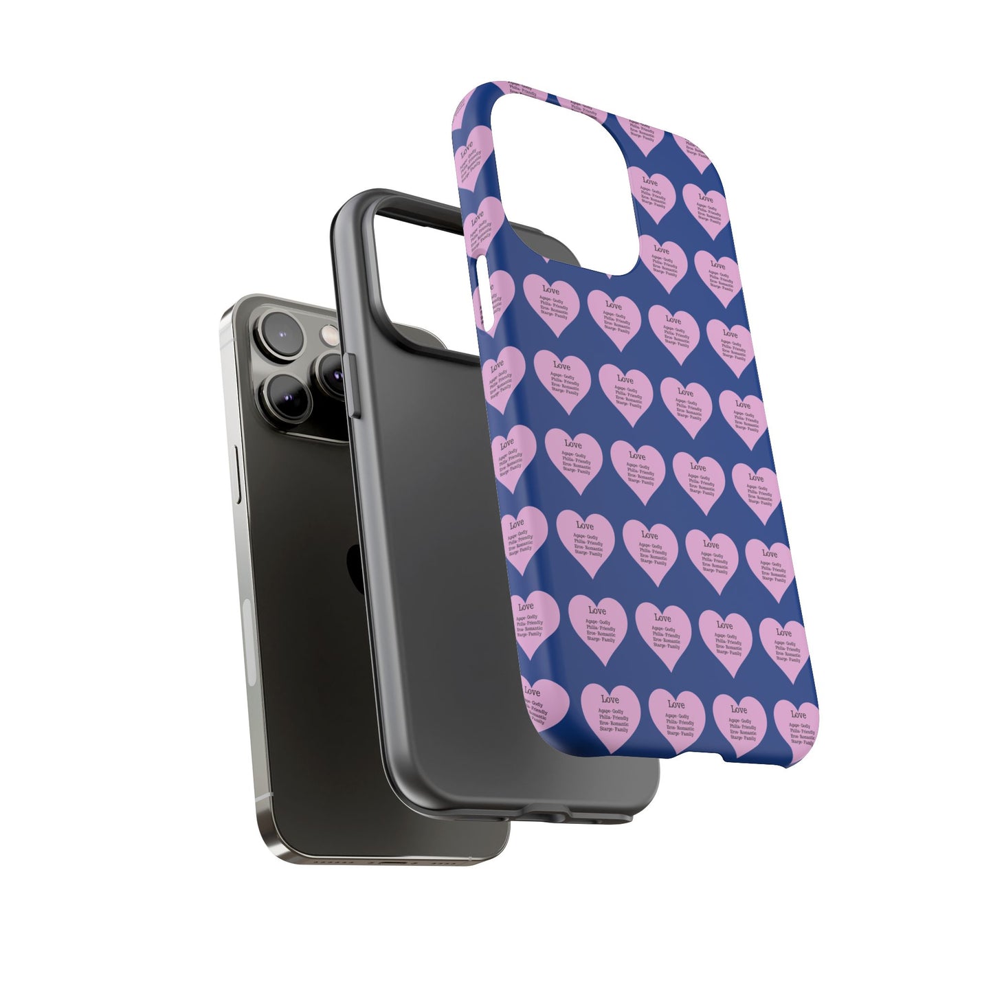 Hearts-A-Flutter Phone Case (iPhone, Google Pixel)(Dark blue)