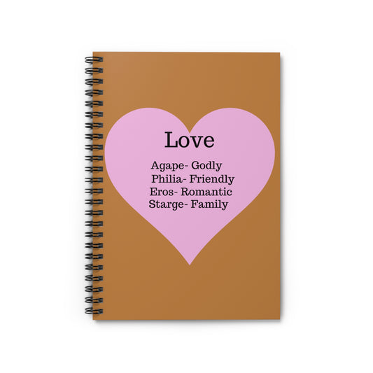 Charming Heart Spiral Notebook - Ruled Pages (Light brown)