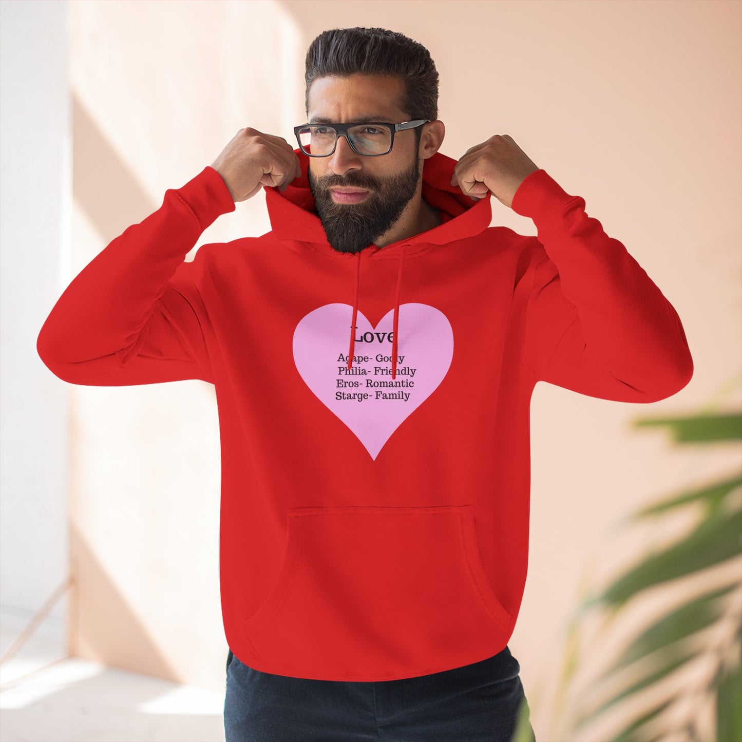 Cozy Heartfelt Love Fleece Hoodie | Soft Three-Panel Everyday Comfort